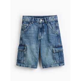 Mid Blue Cargo Style Denim Shorts