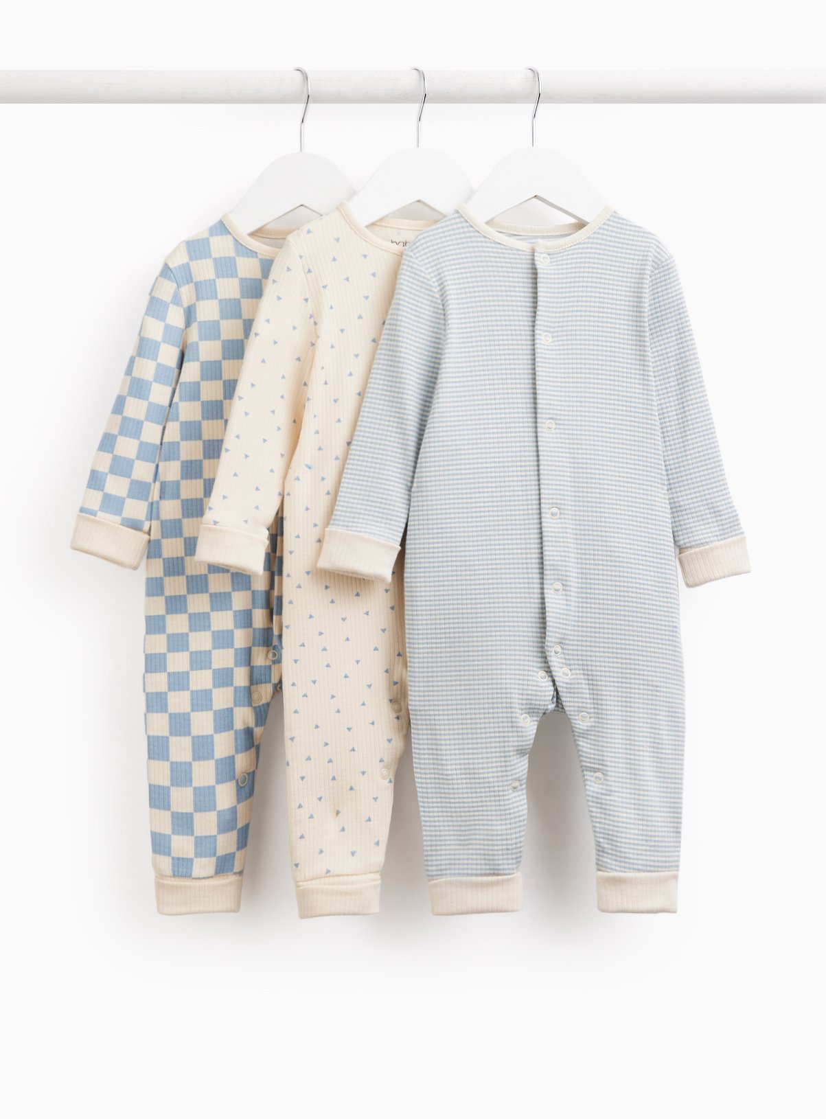 Blue Checkerboard Sleepsuits 3 Pack