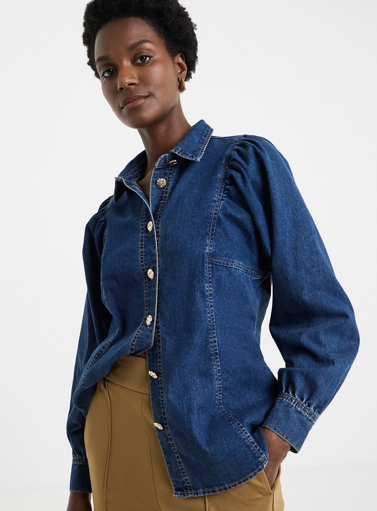 JD WILLIAMS Volume Sleeve Denim Shirt