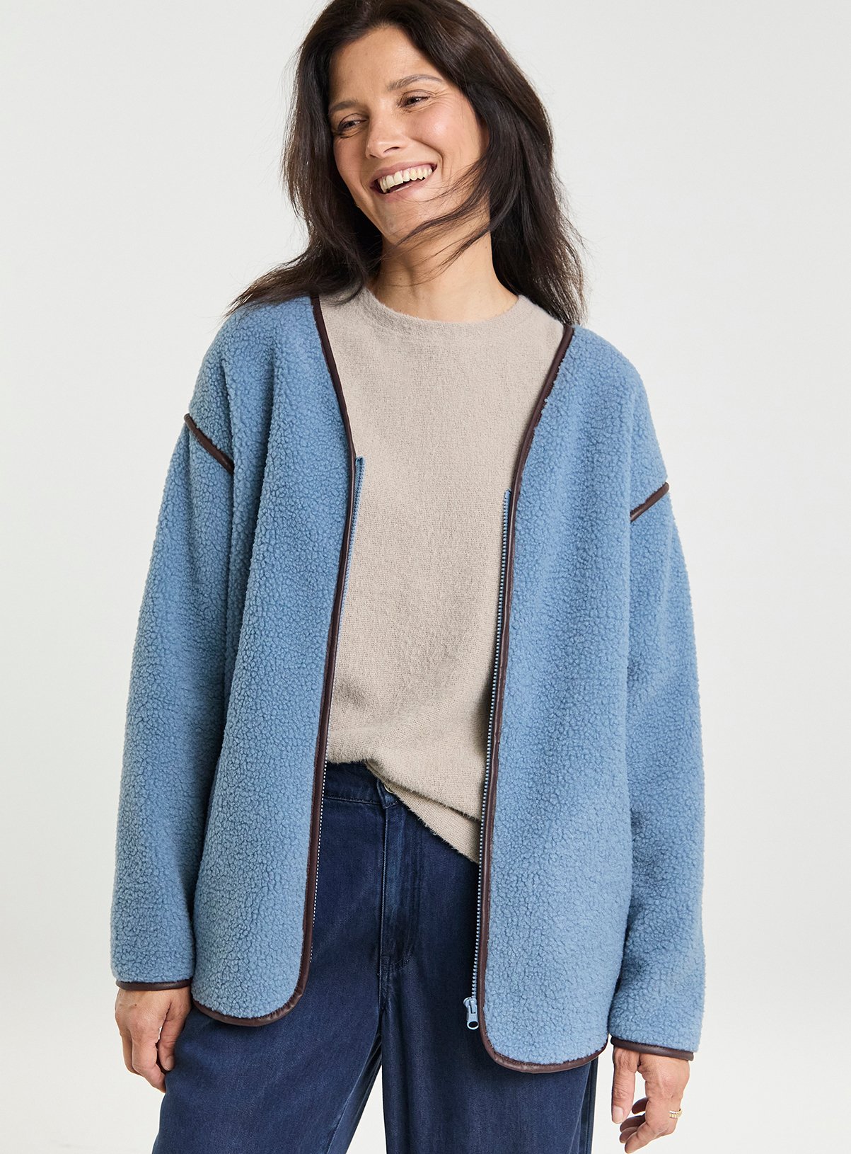 JD WILLIAMS Piped Borg Cardigan 16