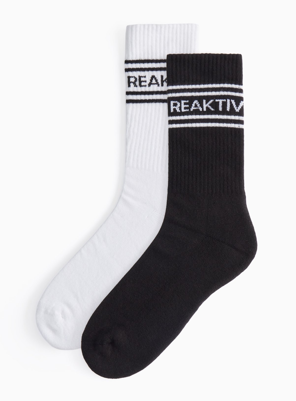 REAKTIV Men's Black & White Ankle Socks 2 Pack 