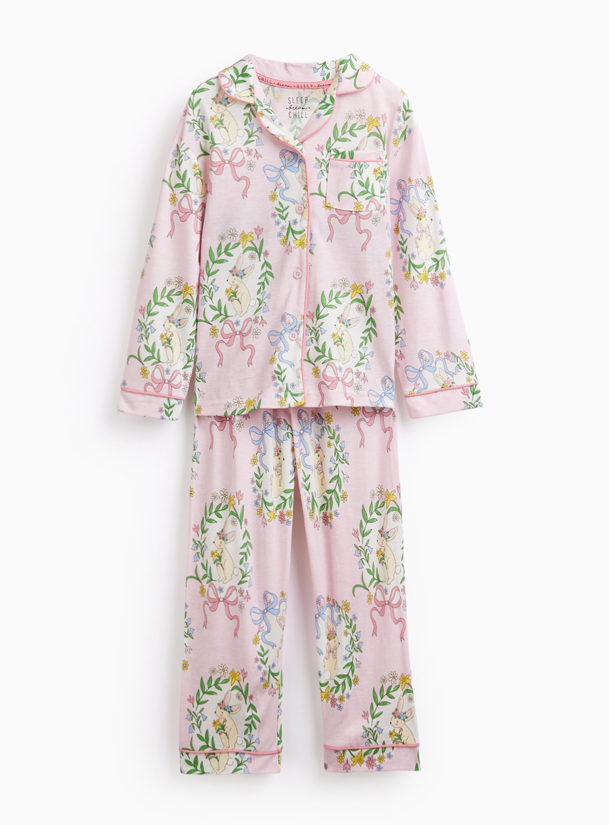 Pink Floral Easter Bunny Traditional Pyjamas 