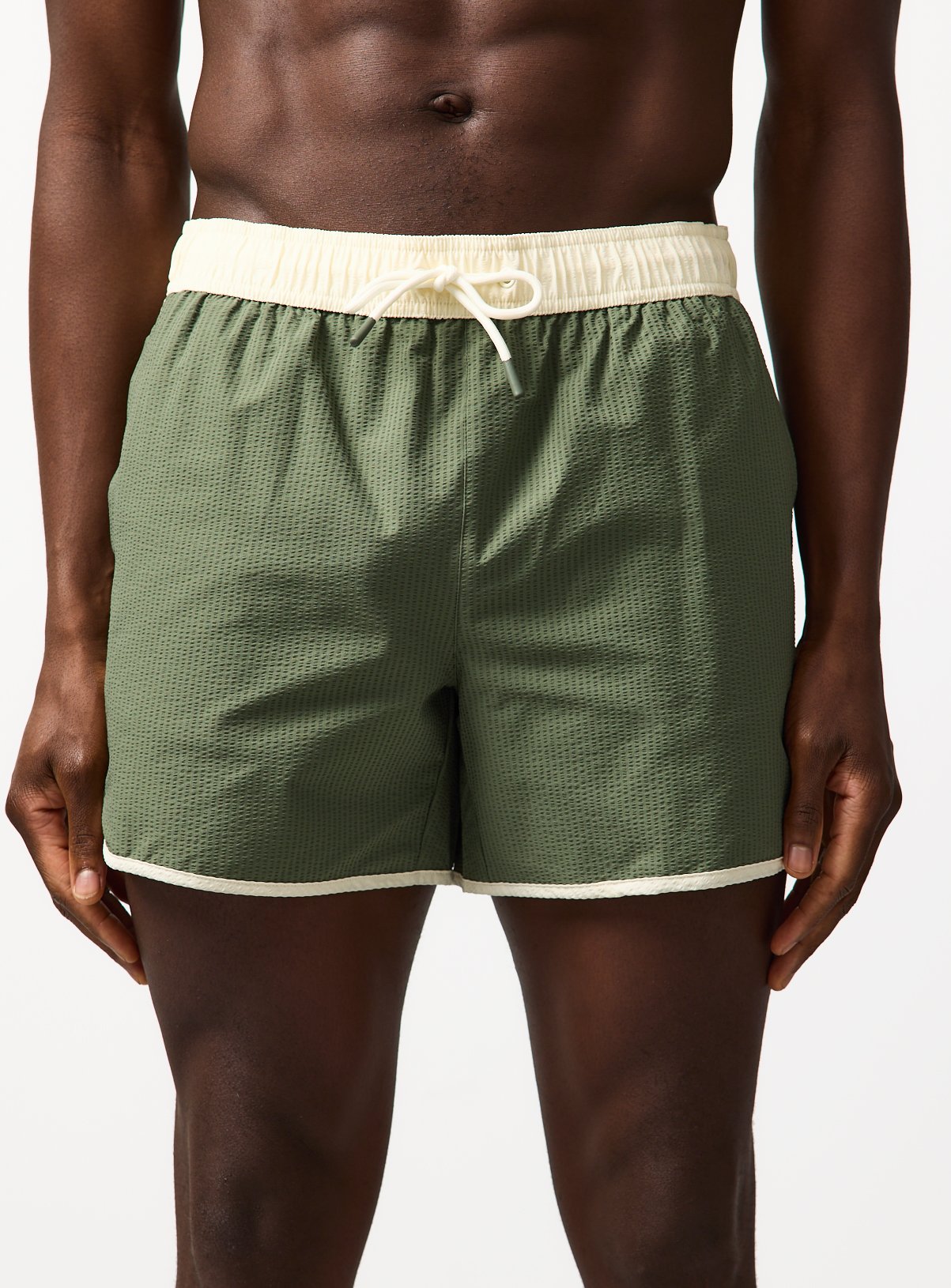 Khaki Vintage Sport Piping Swim Shorts XL
