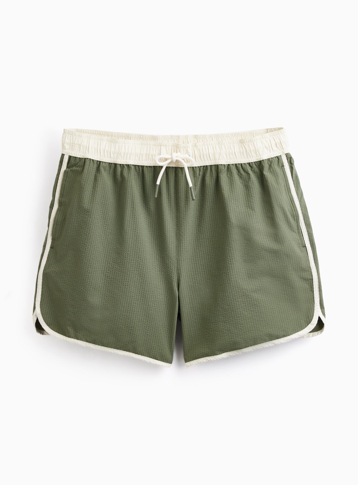 Khaki Vintage Sport Piping Swim Shorts 