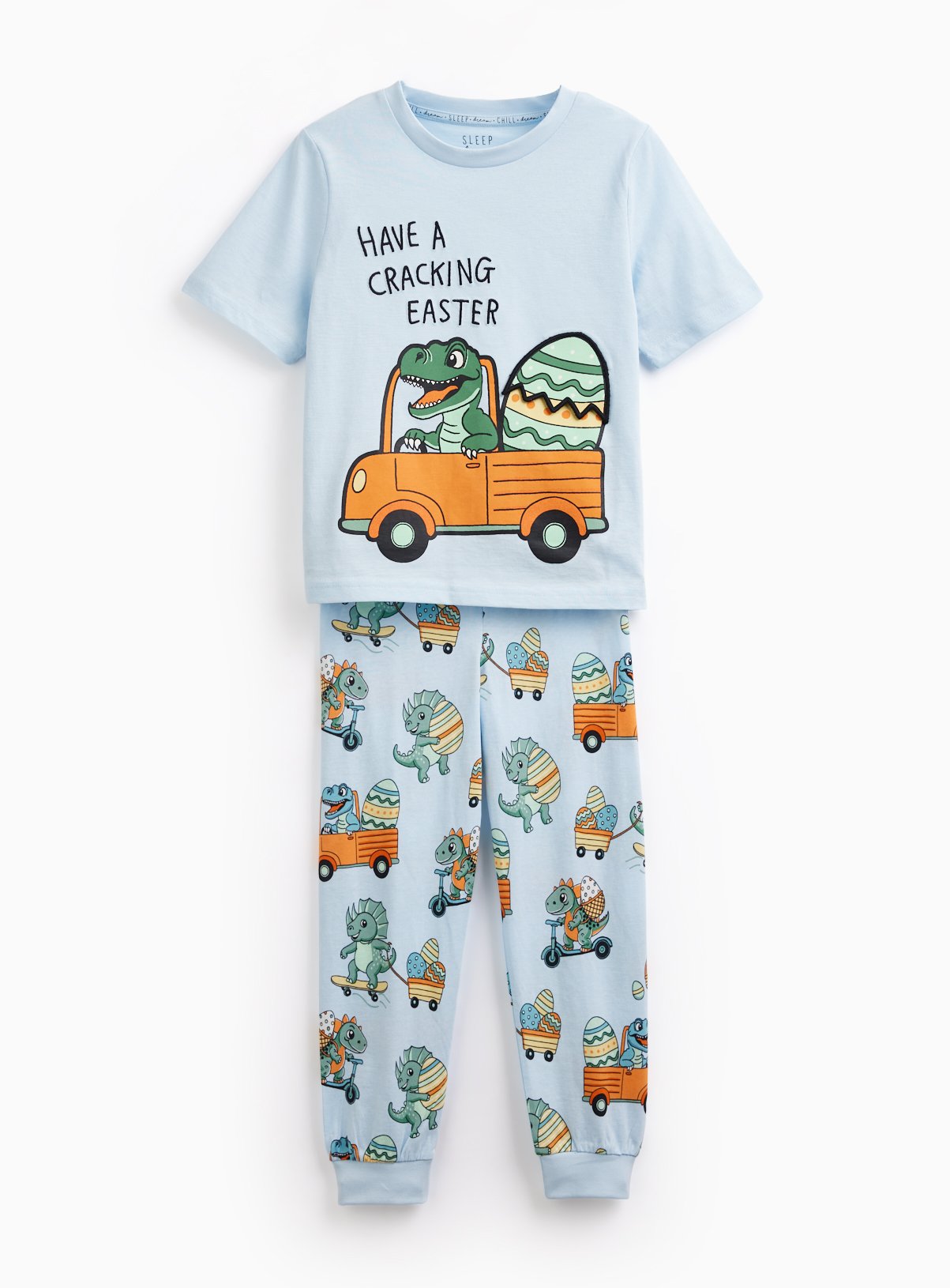 Blue Easter Dinosaur Print Pyjamas 
