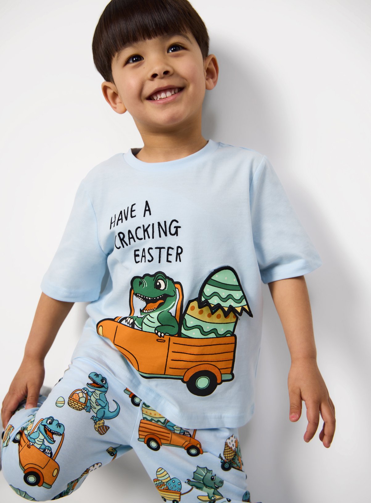 Blue Easter Dinosaur Print Pyjamas 