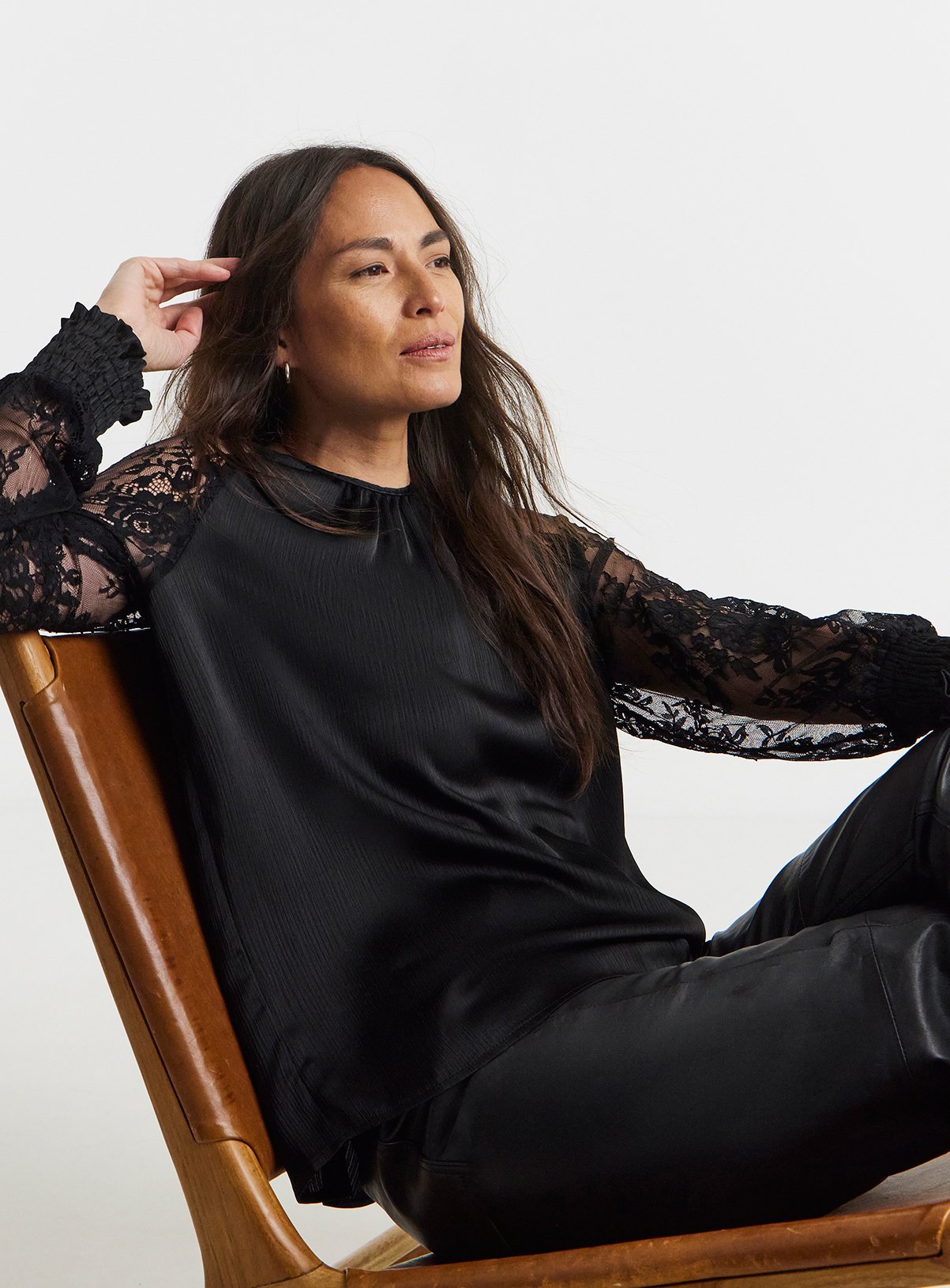 JD WILLIAMS Lace Sleeve Raglan Blouse 