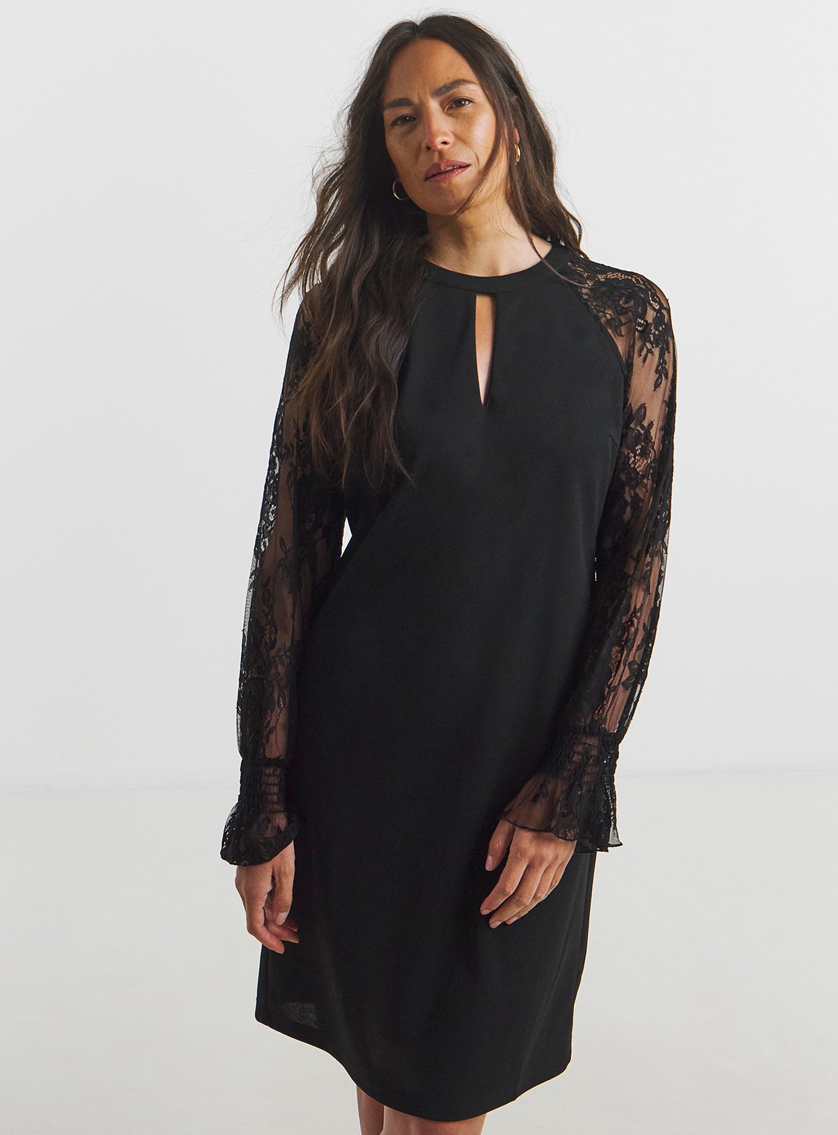 JD WILLIAMS Lace Sleeve Shift Dress 