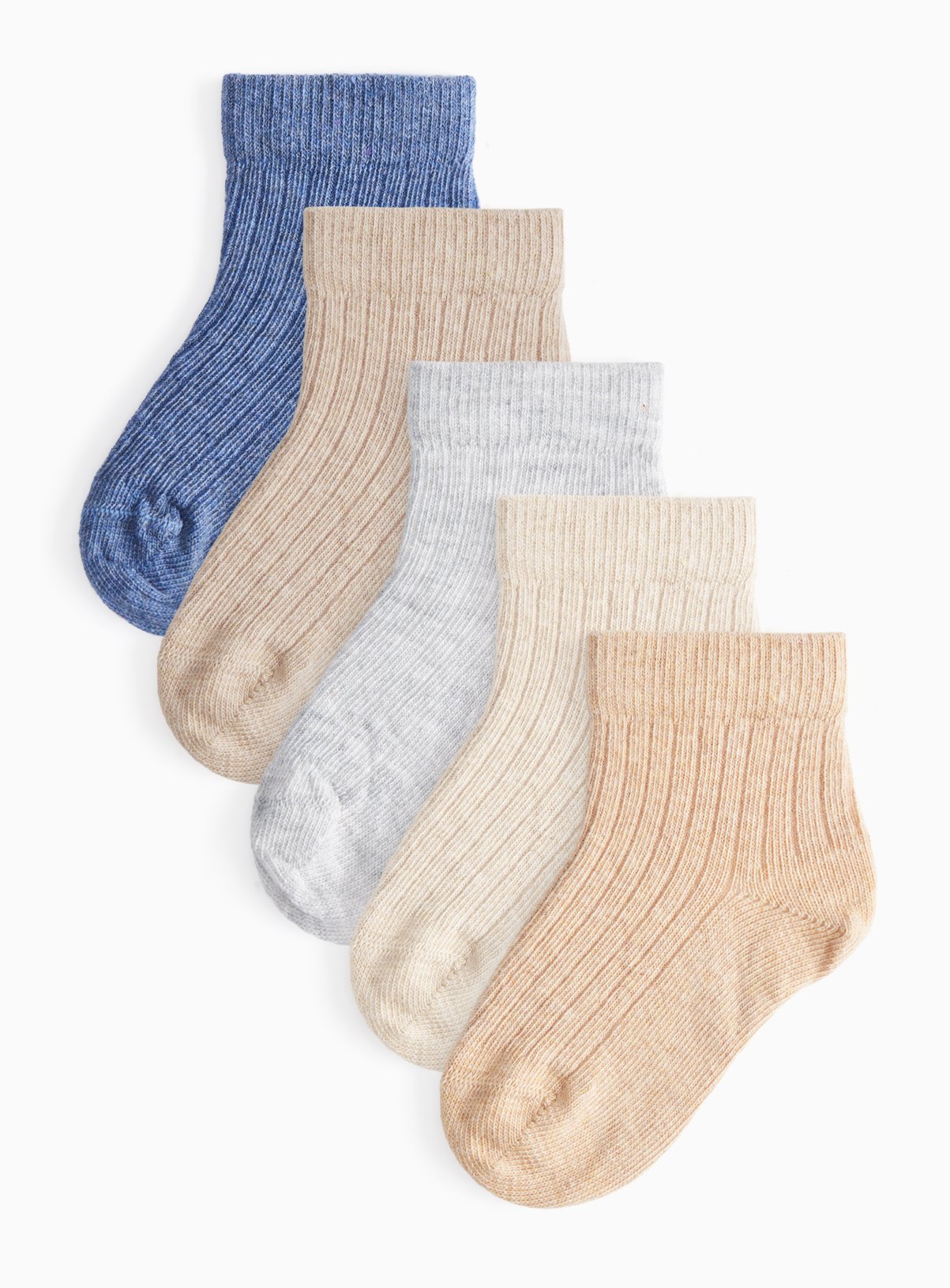 Plain Ribbed Ankle Socks 5 Pack 