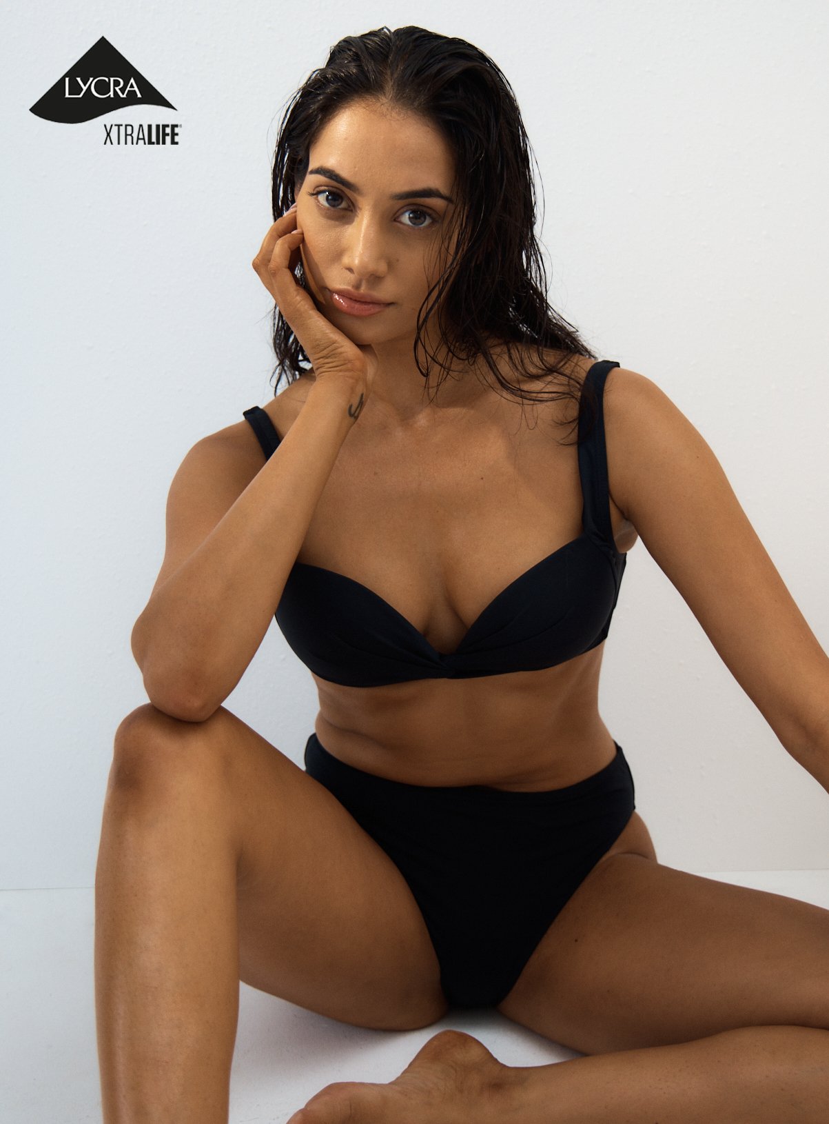 Black Twist Front Bikini Top 