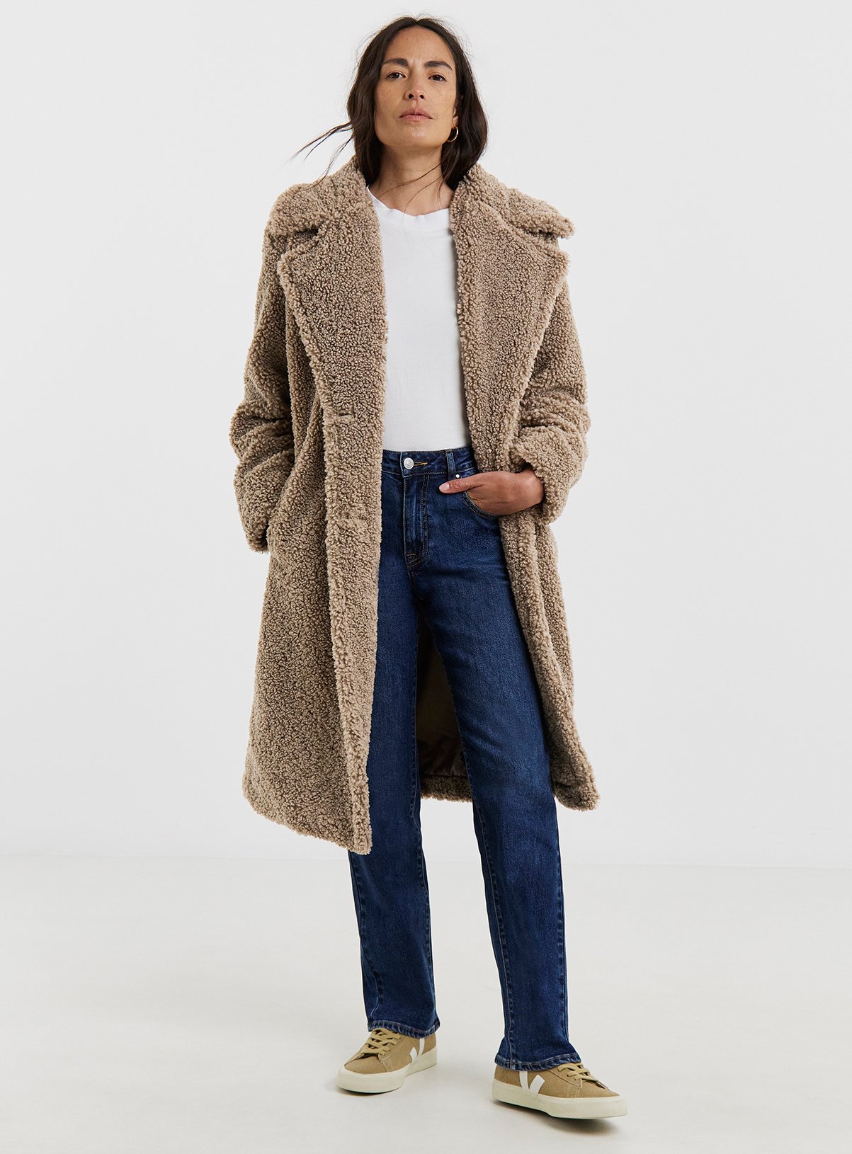 JD WILLIAMS Button Front Teddy Borg Coat 