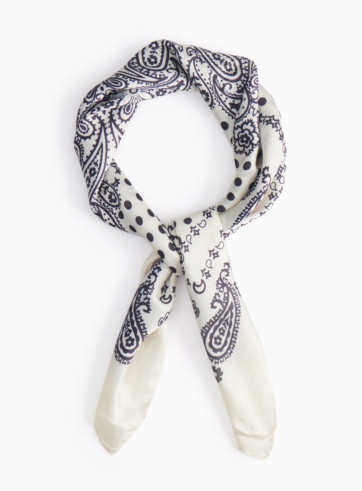 Cream Paisley Print Satin Scarf One Size
