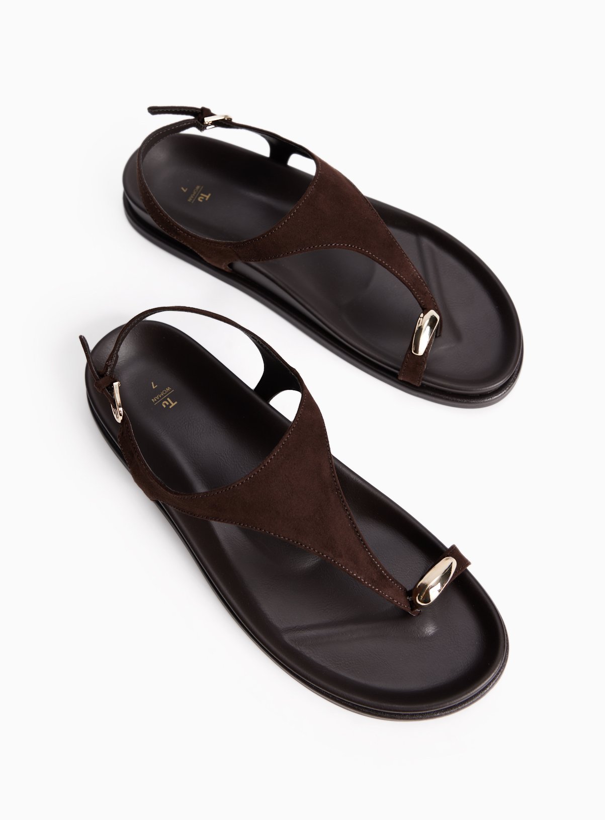 Brown Jewelled Toe Detail Elevated Footbed Sandal 