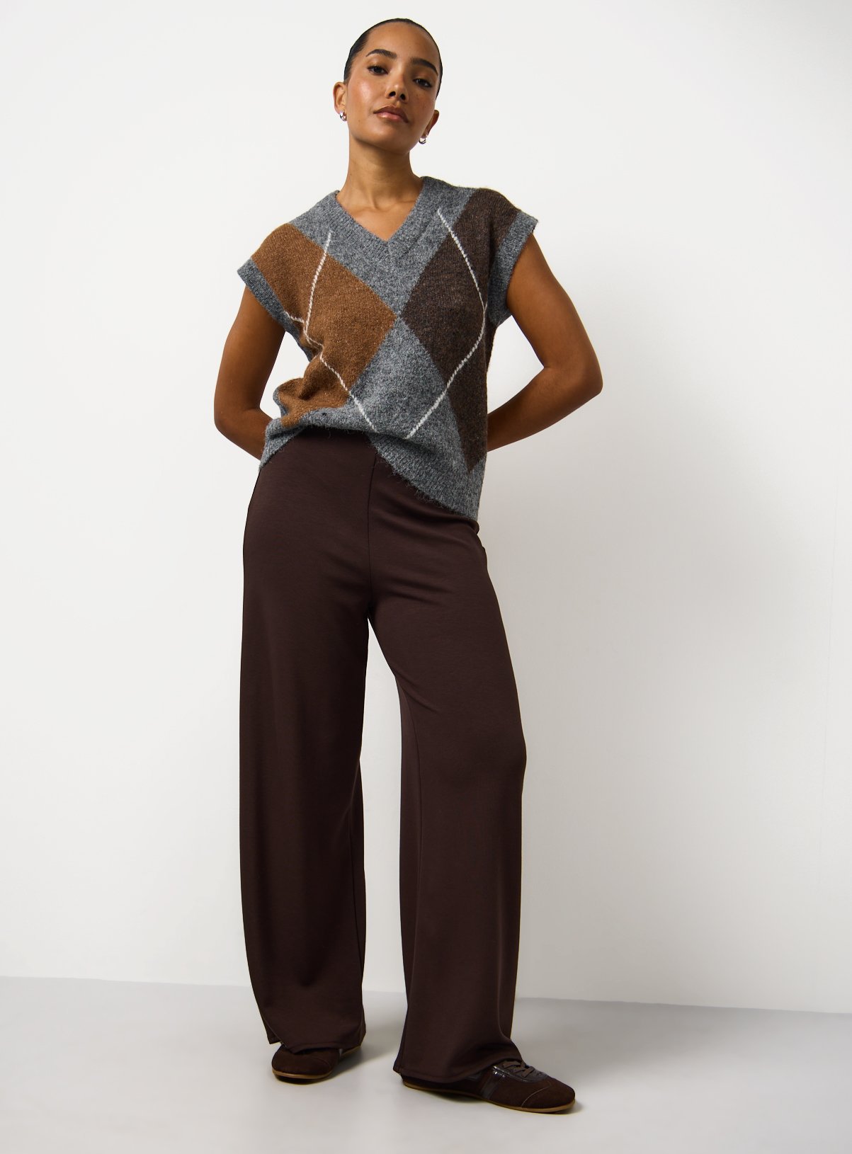 Brown Wide Leg Trousers 8