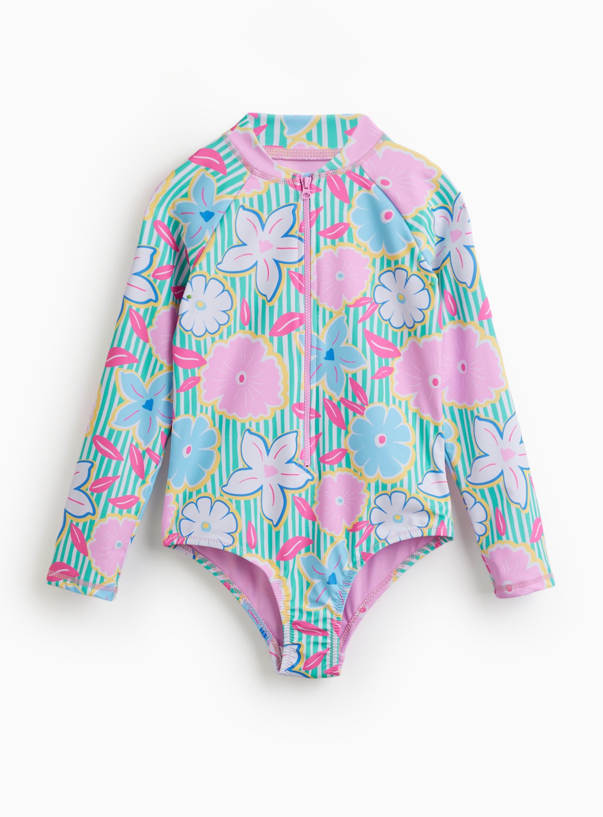 Floral Stripe Rash Body Swimsuit 