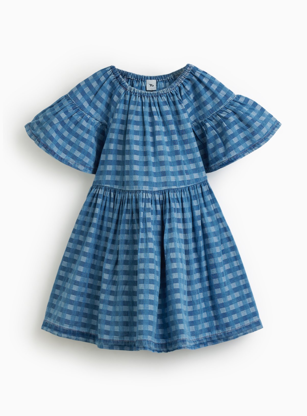Blue Gingham Chambray Dress 