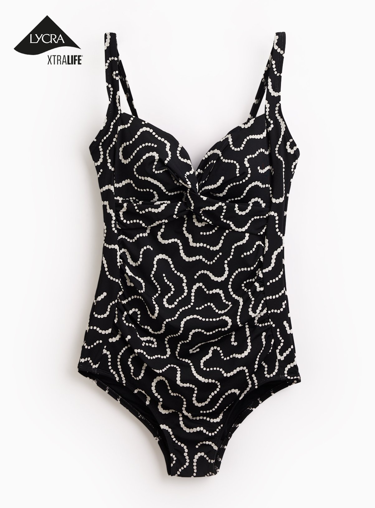 Black Swirl Print Low Leg Swimsuit 