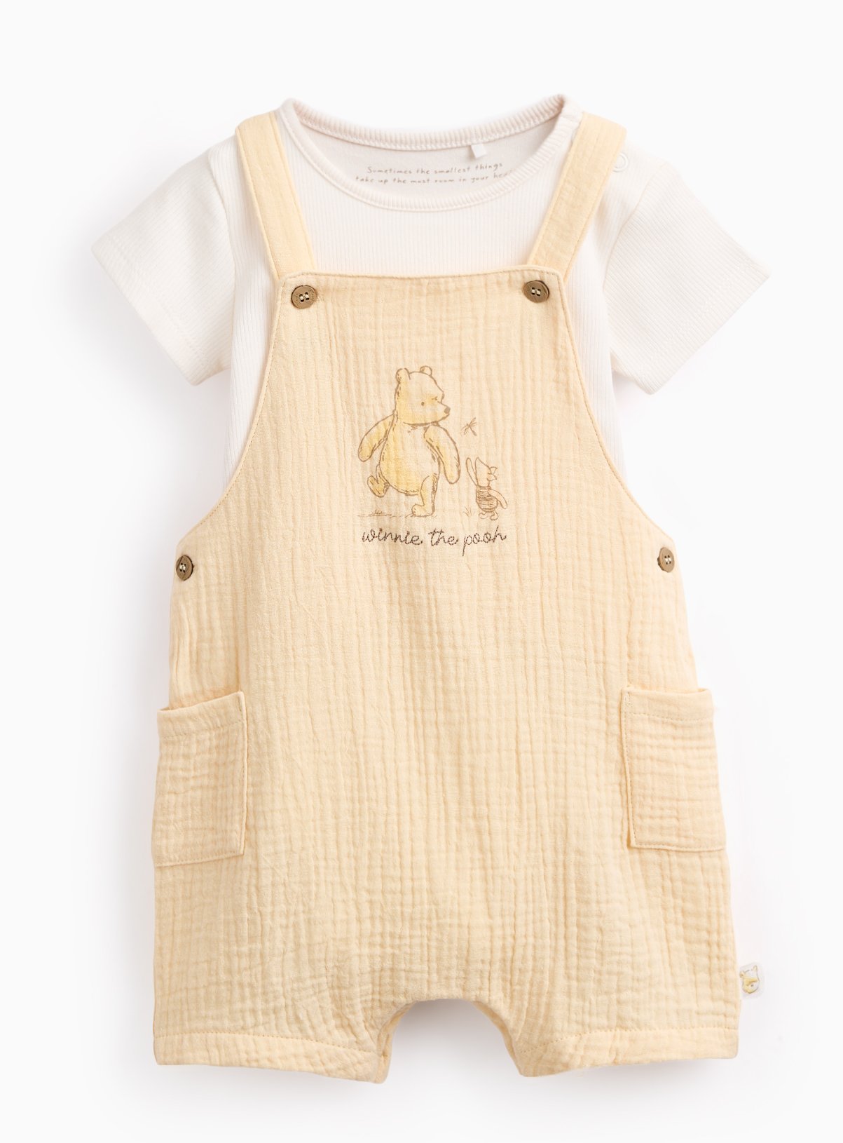 Yellow Winnie The Pooh Bodysuit & Dungarees Set 6-9 months