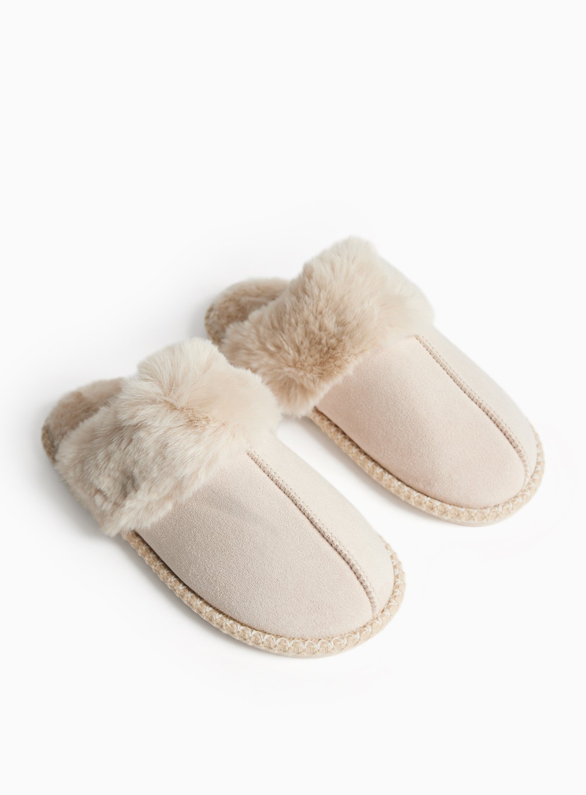 Neutral Stitch Detail Mule Slippers 
