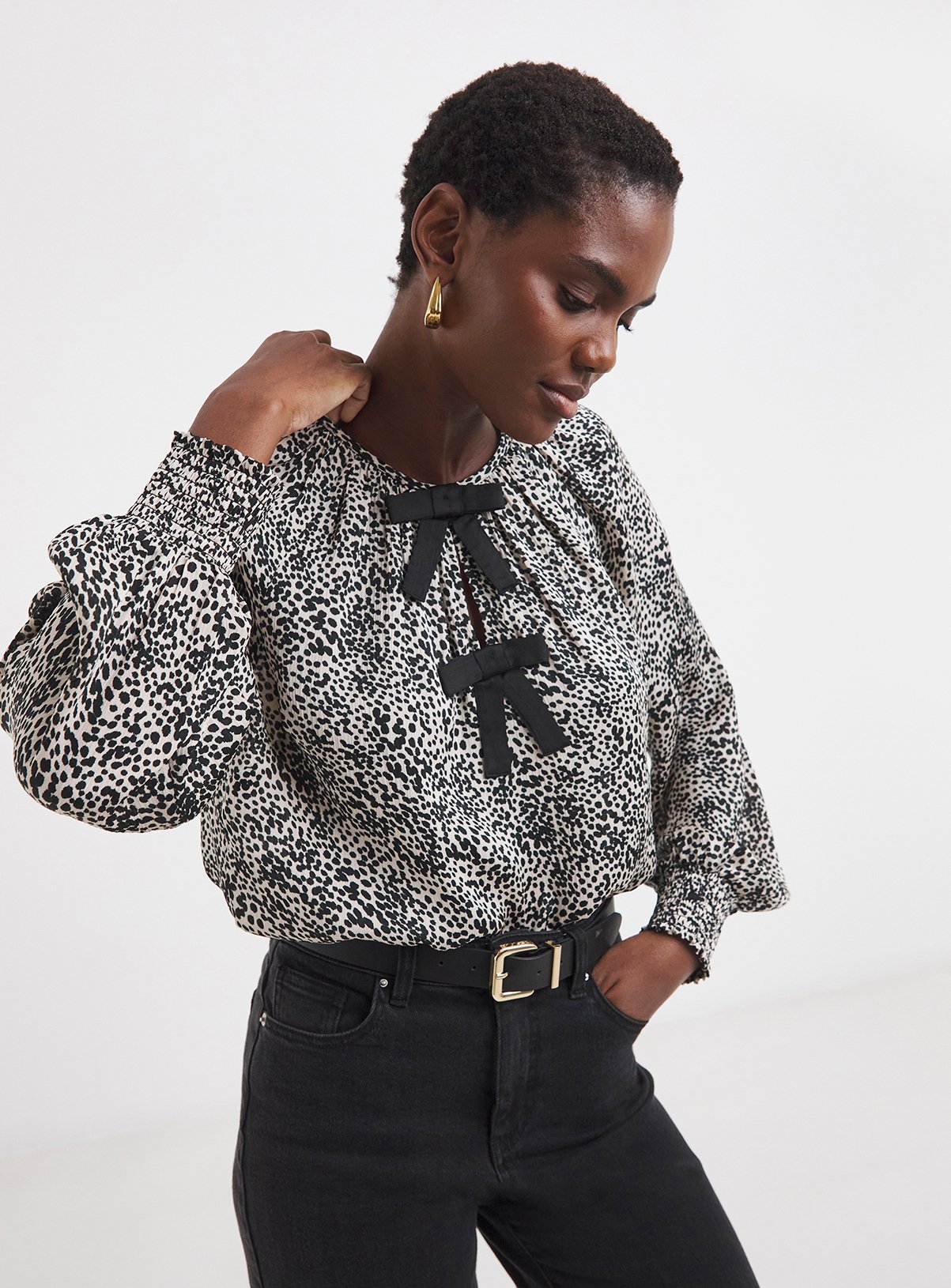 JD WILLIAMS Bow Front Satin Raglan Blouse 12