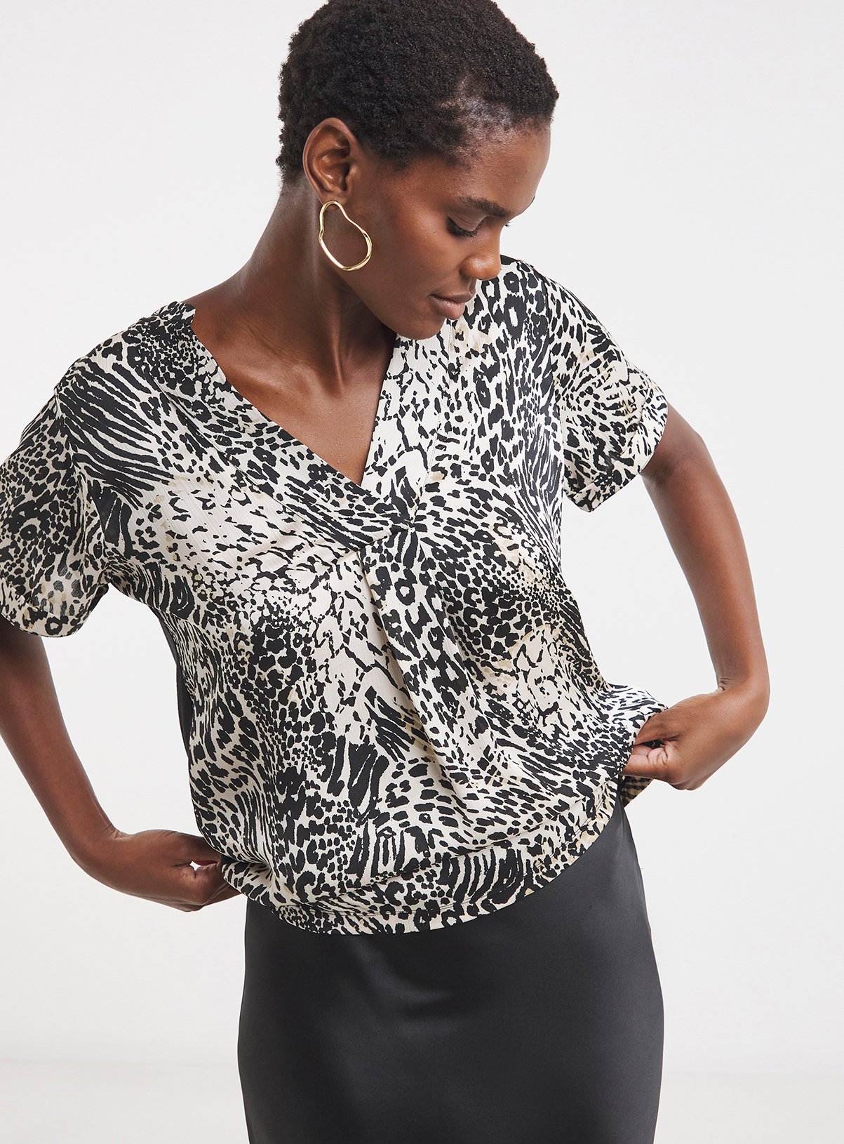 JD WILLIAMS Satin Front Jersey Back Top 