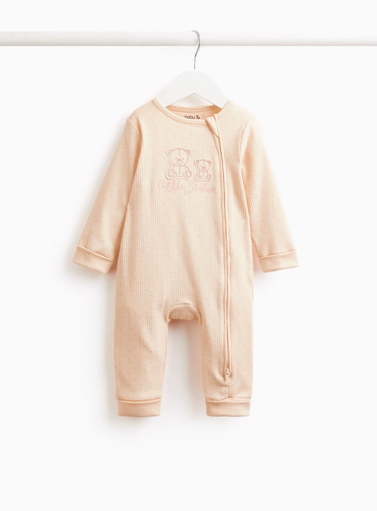 Pink Dot Little Sister Print Sleepsuit Newborn