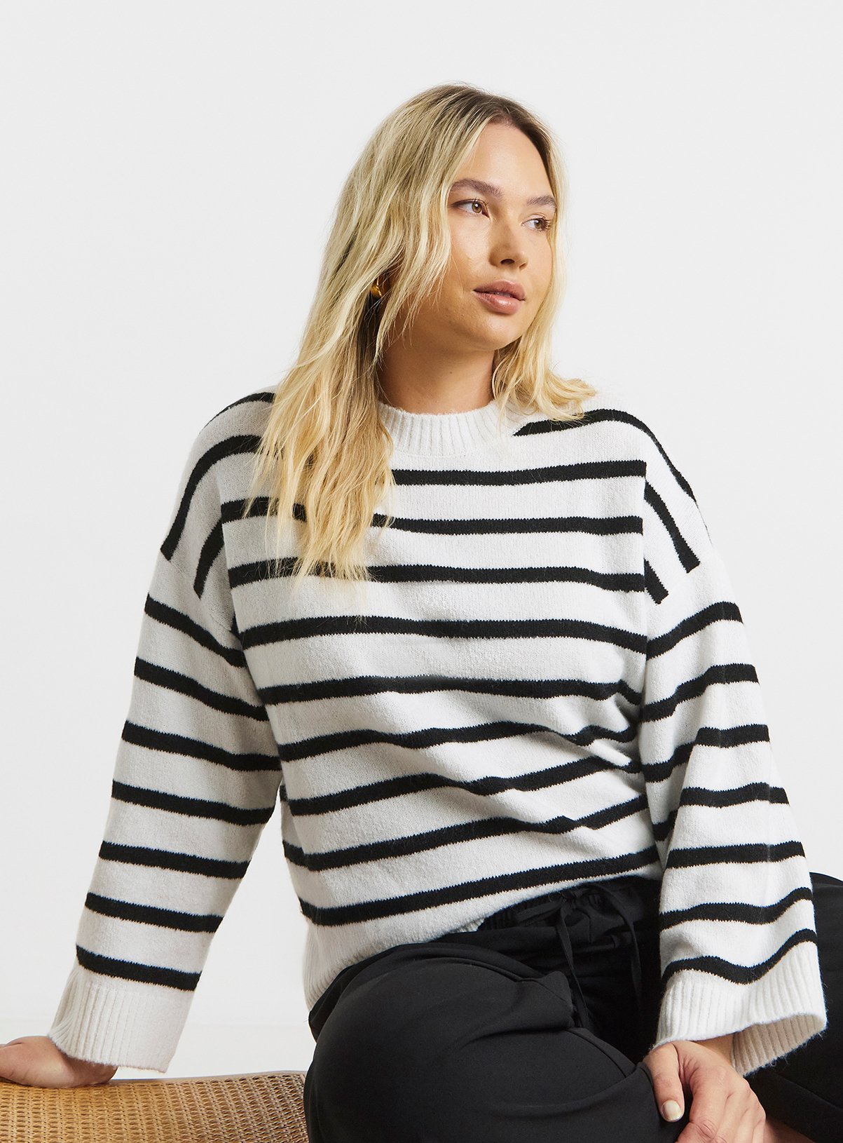 SIMPLY BE Crew Neck Jumper Mono 