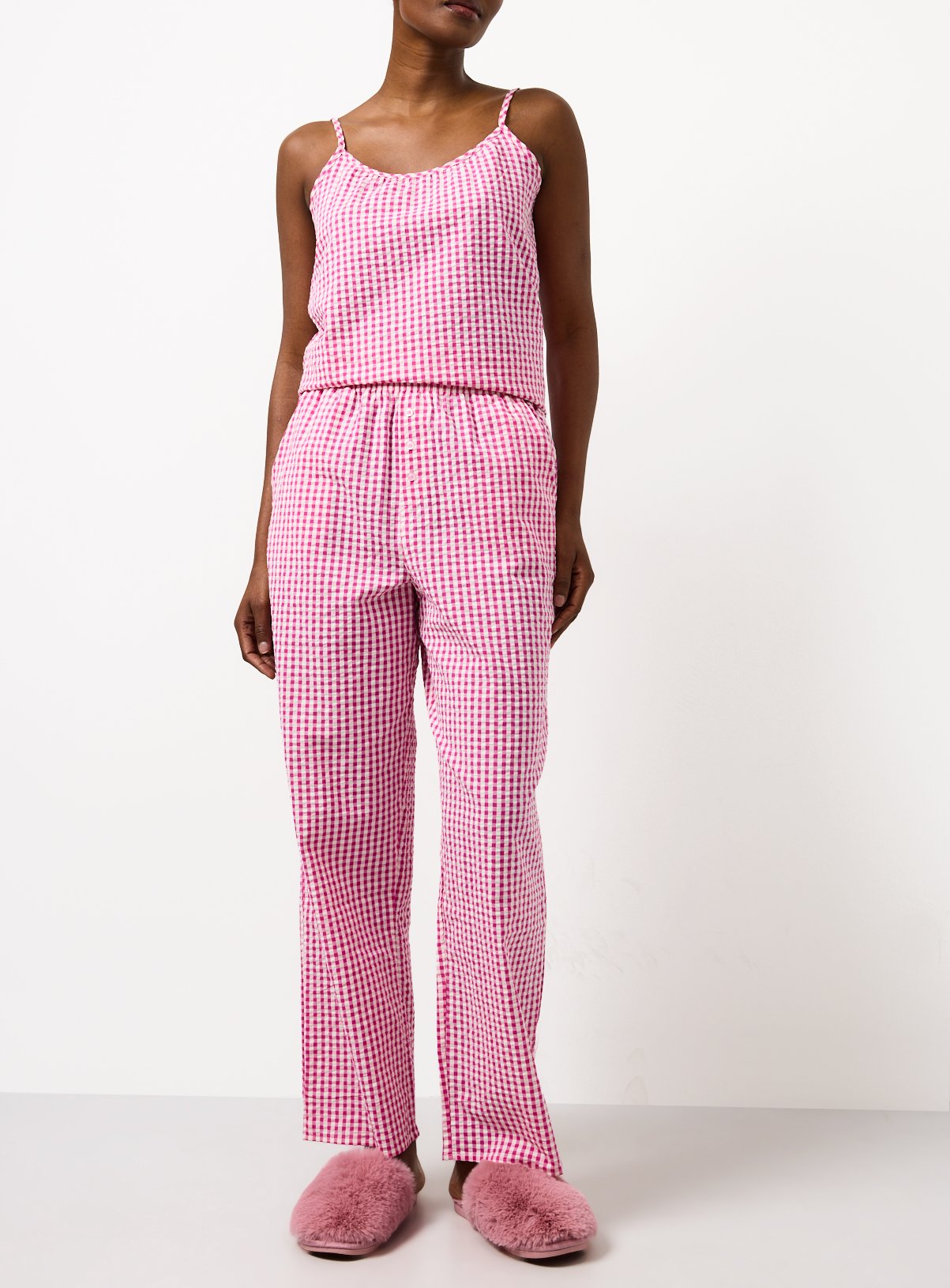 Pink Gingham Co-ord Pyjama Bottoms 8