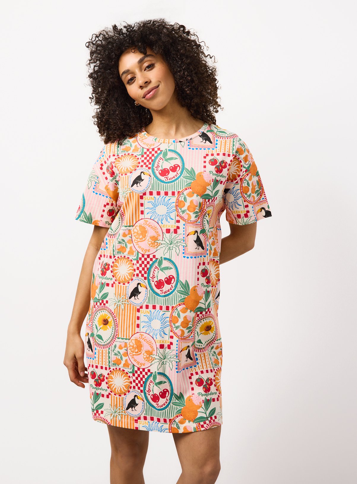 Pink Stamp Print Sleep Tee