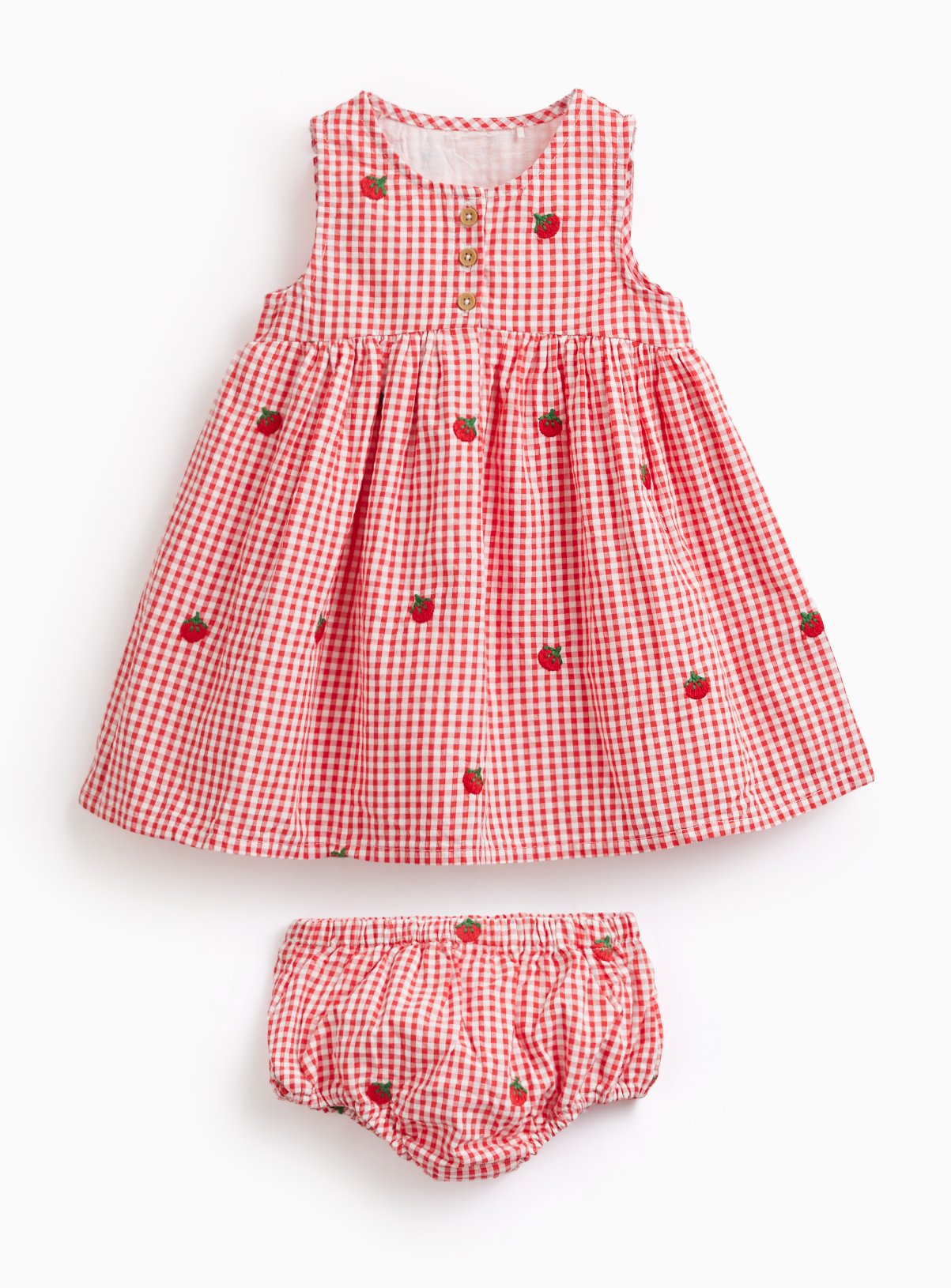 Red Gingham Tomato Print Dress & Knickers Set 18-24 months