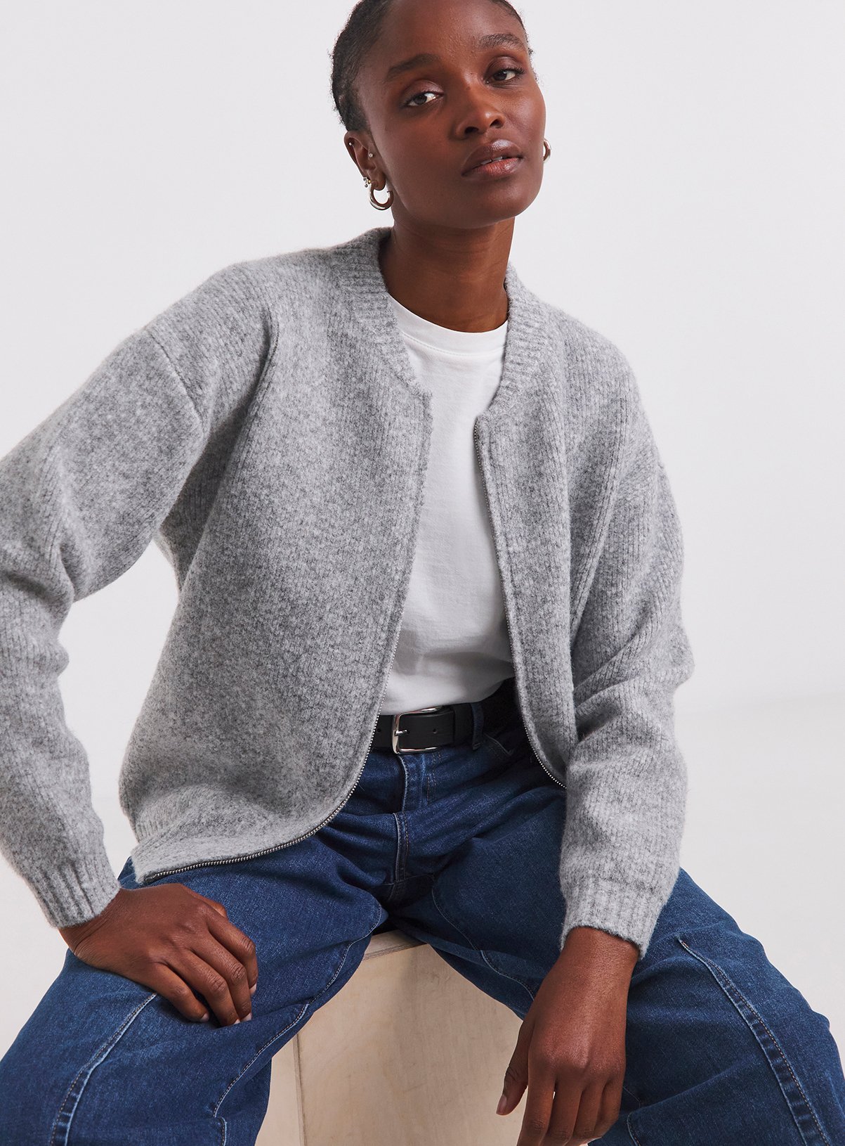 SIMPLY BE Premium Knit Ribbed Bomber Jacket 
