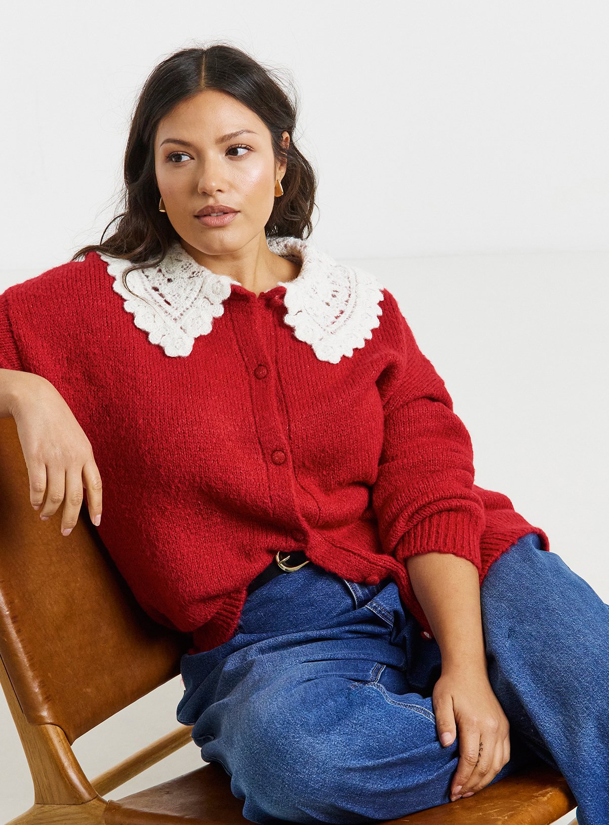 SIMPLY BE Collar Detail Cardigan 