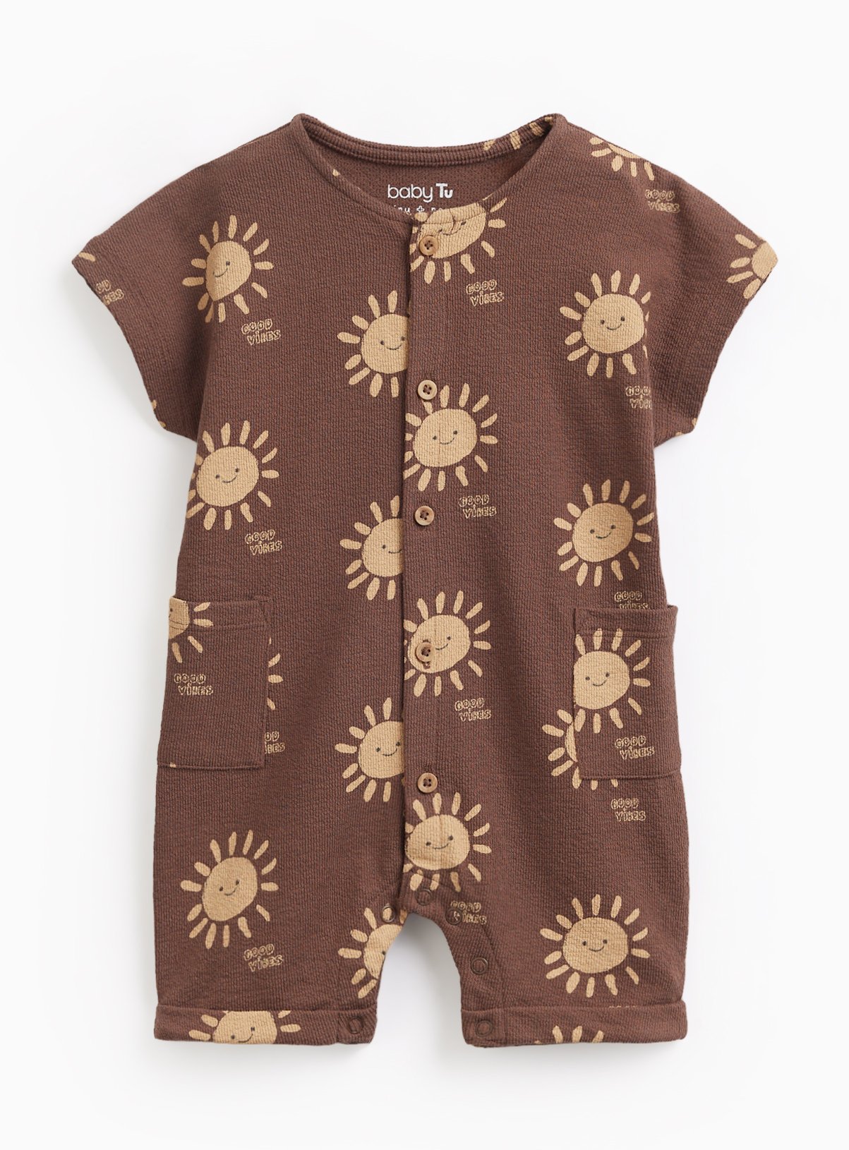Brown Sun Print Slub Romper 18-24 months