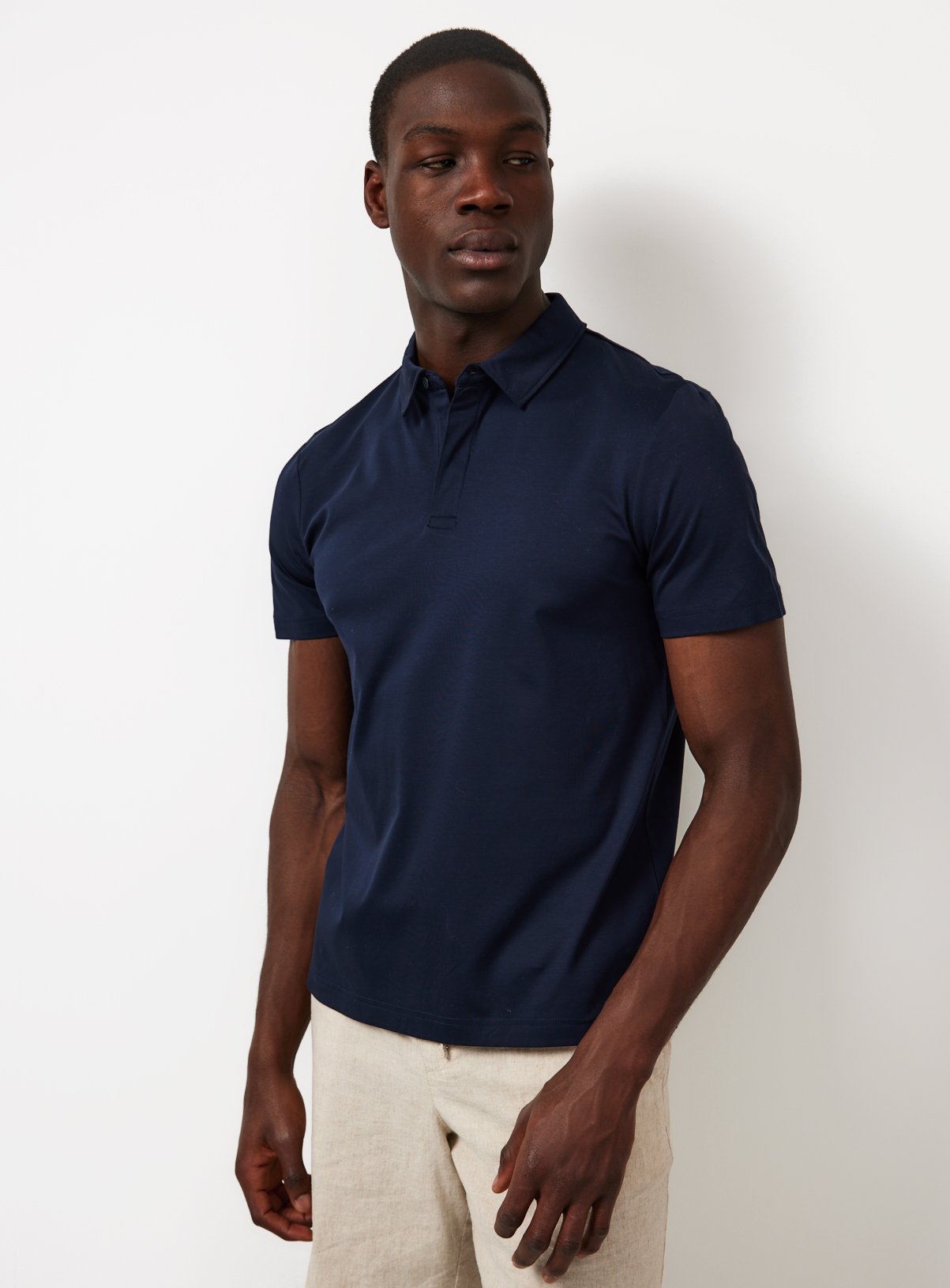 Navy Supima Cotton Polo Shirt L