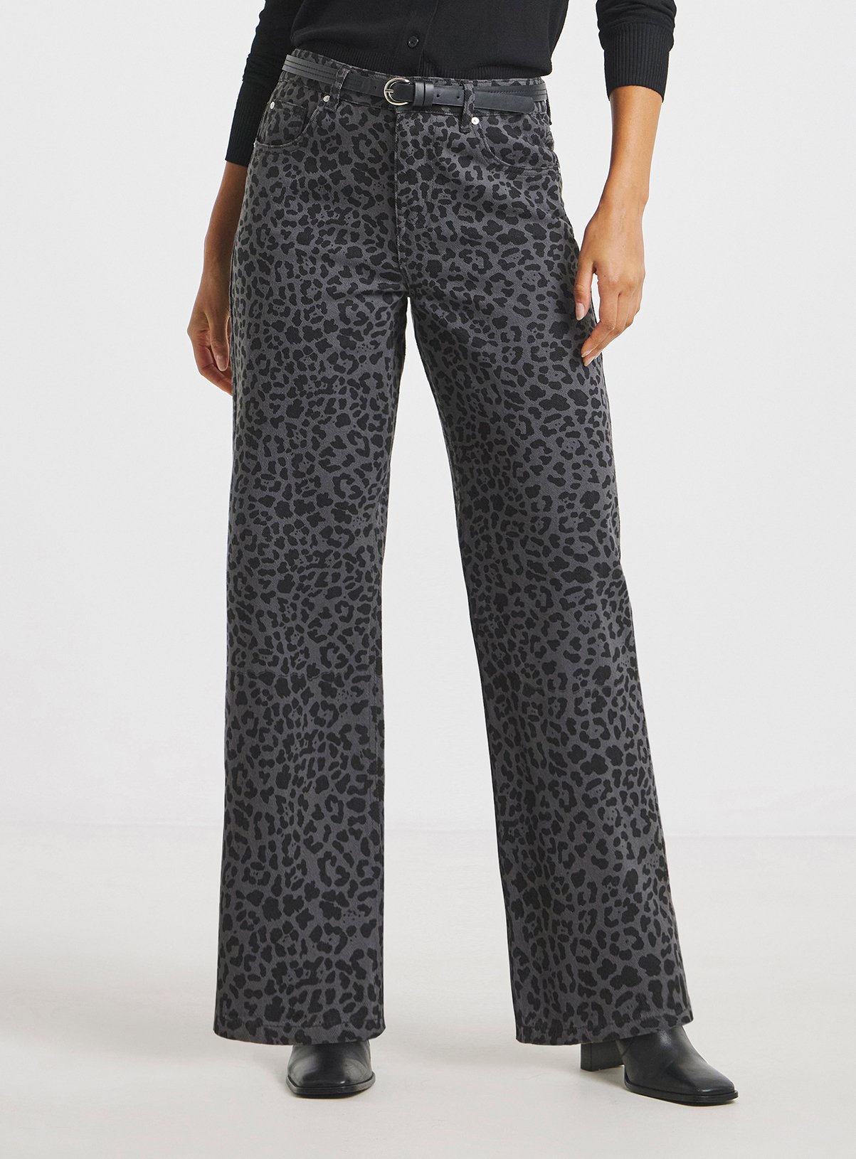 SIMPLY BE Leopard Wide Leg Jeans