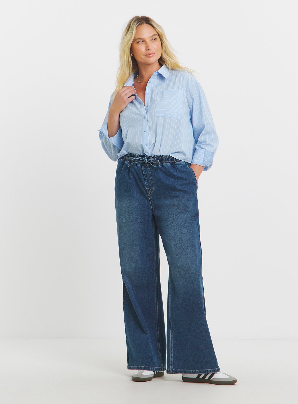 SIMPLY BE Mid Wash Tie Waist Jogger Jeans 