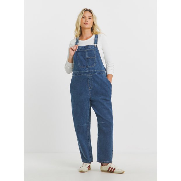 Buy SIMPLY BE Mid Wash Barrel Leg Dungaree 10 Jeans Argos