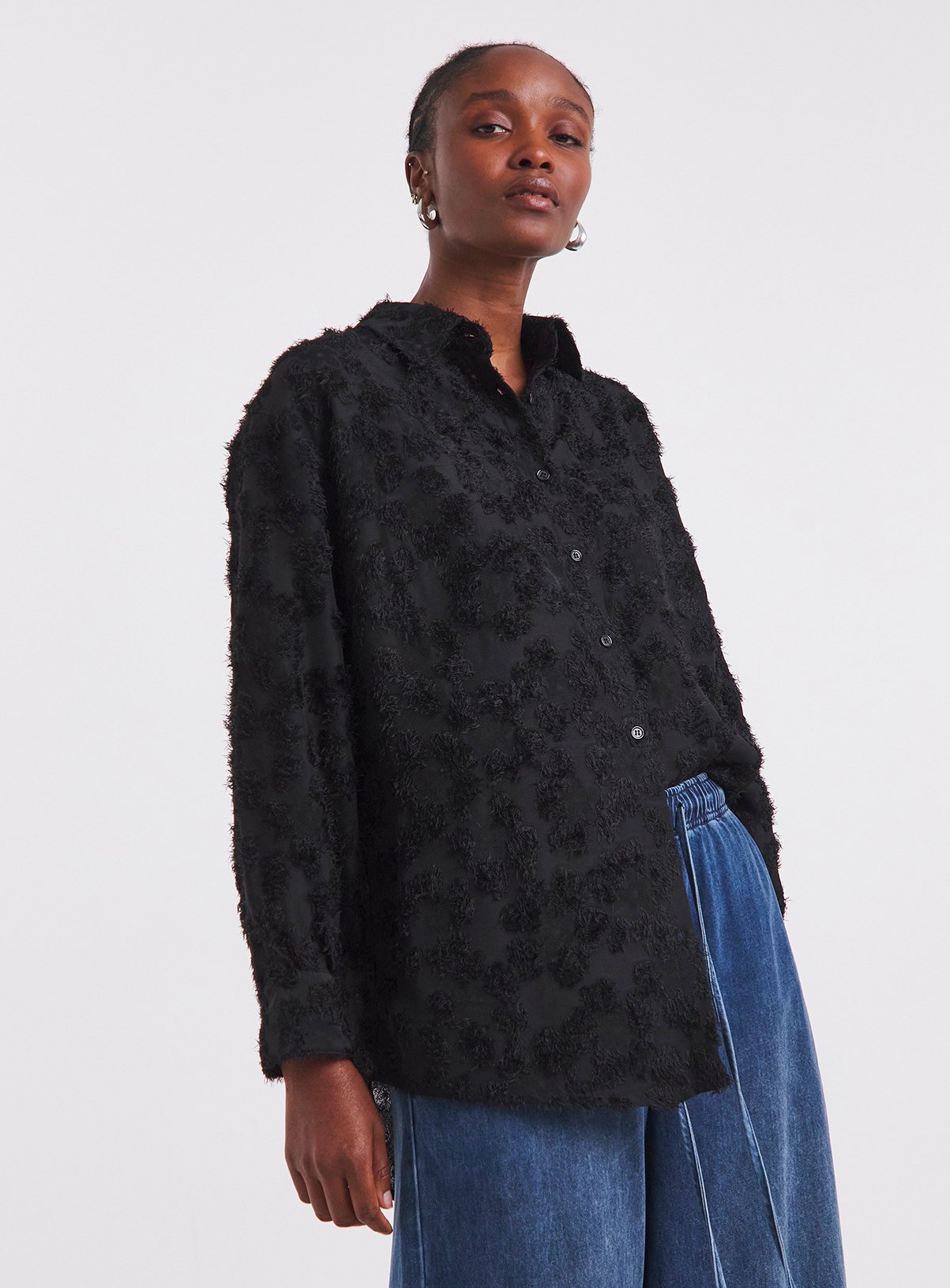 SIMPLY BE Textured Fluffy Shirt