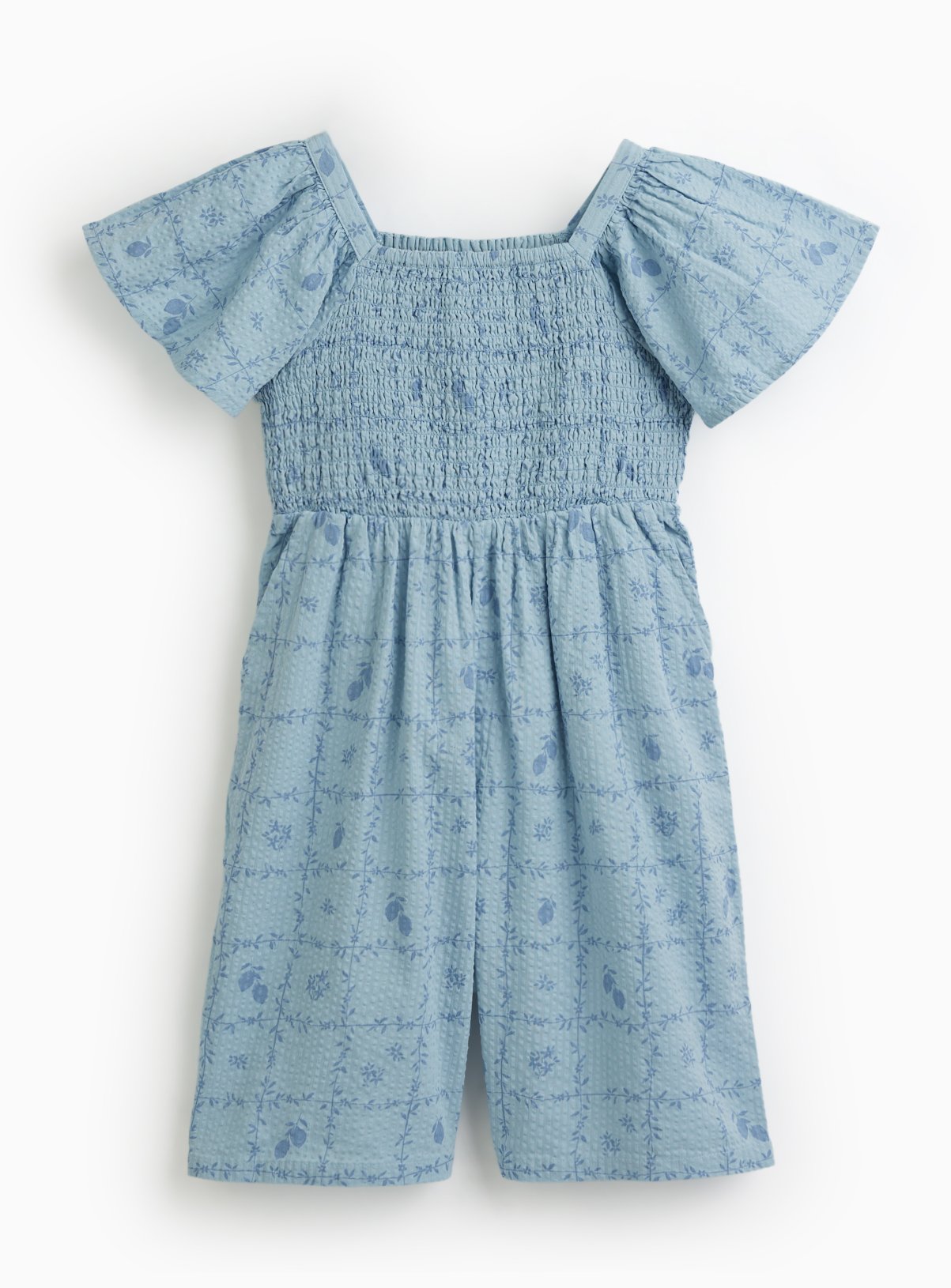 Blue Floral Print Jumpsuit 