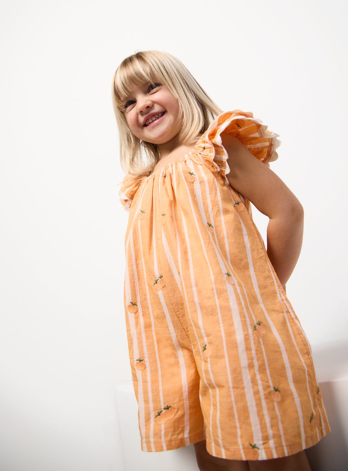 Orange Stripe Culotte Playsuit 