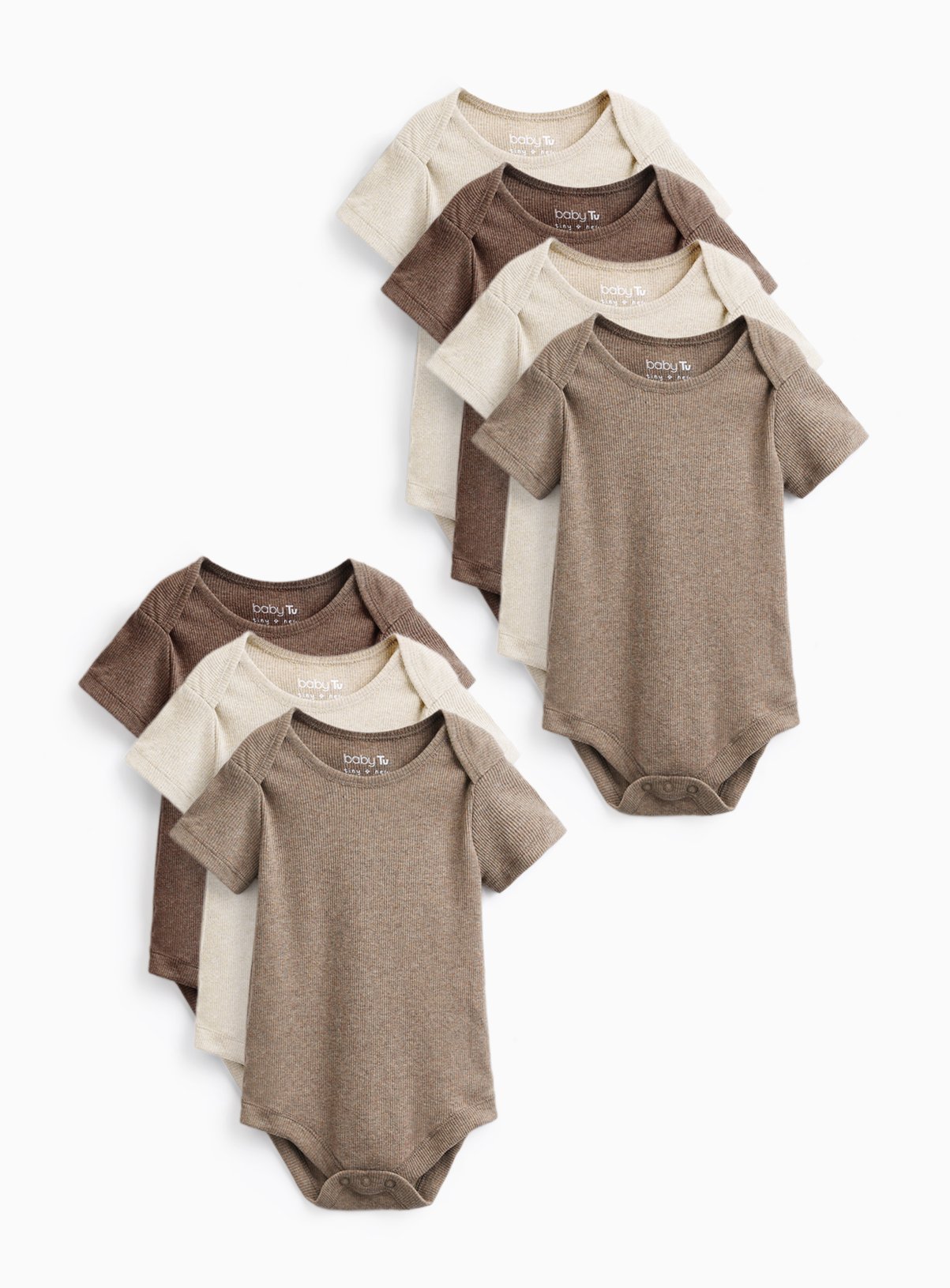 Neutral Shades Ribbed Bodysuits 7 Pack Up to 3 mths