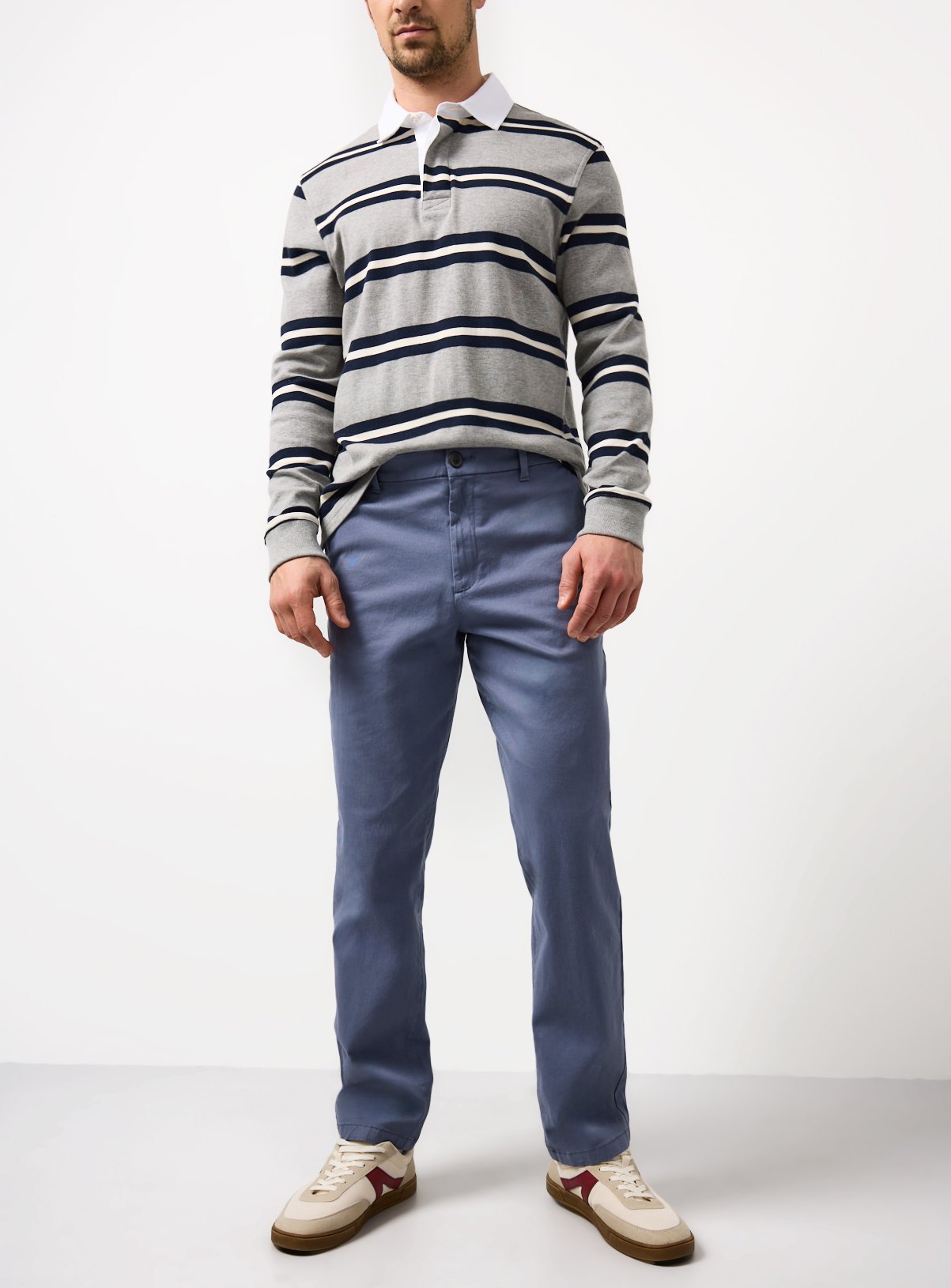 Blue Straight Leg Chino Trousers 36S