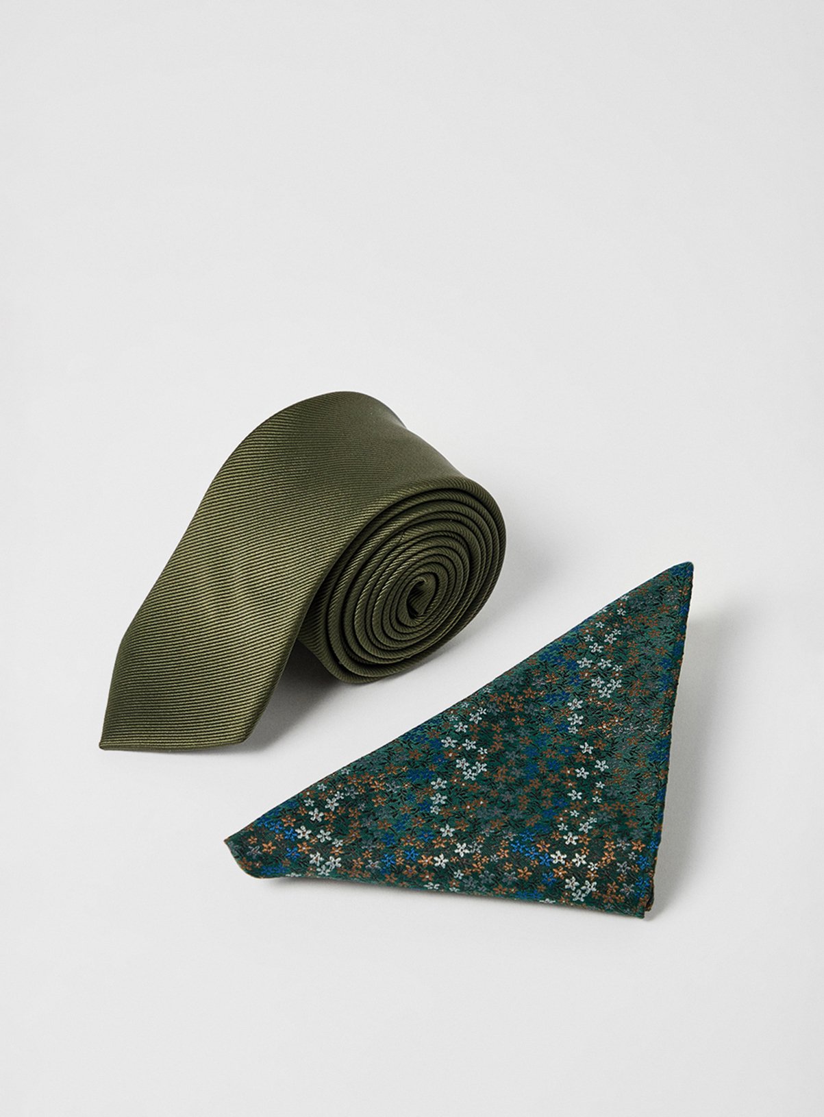 BURTON Khaki Tie And Ditsy Pocket Square One Size