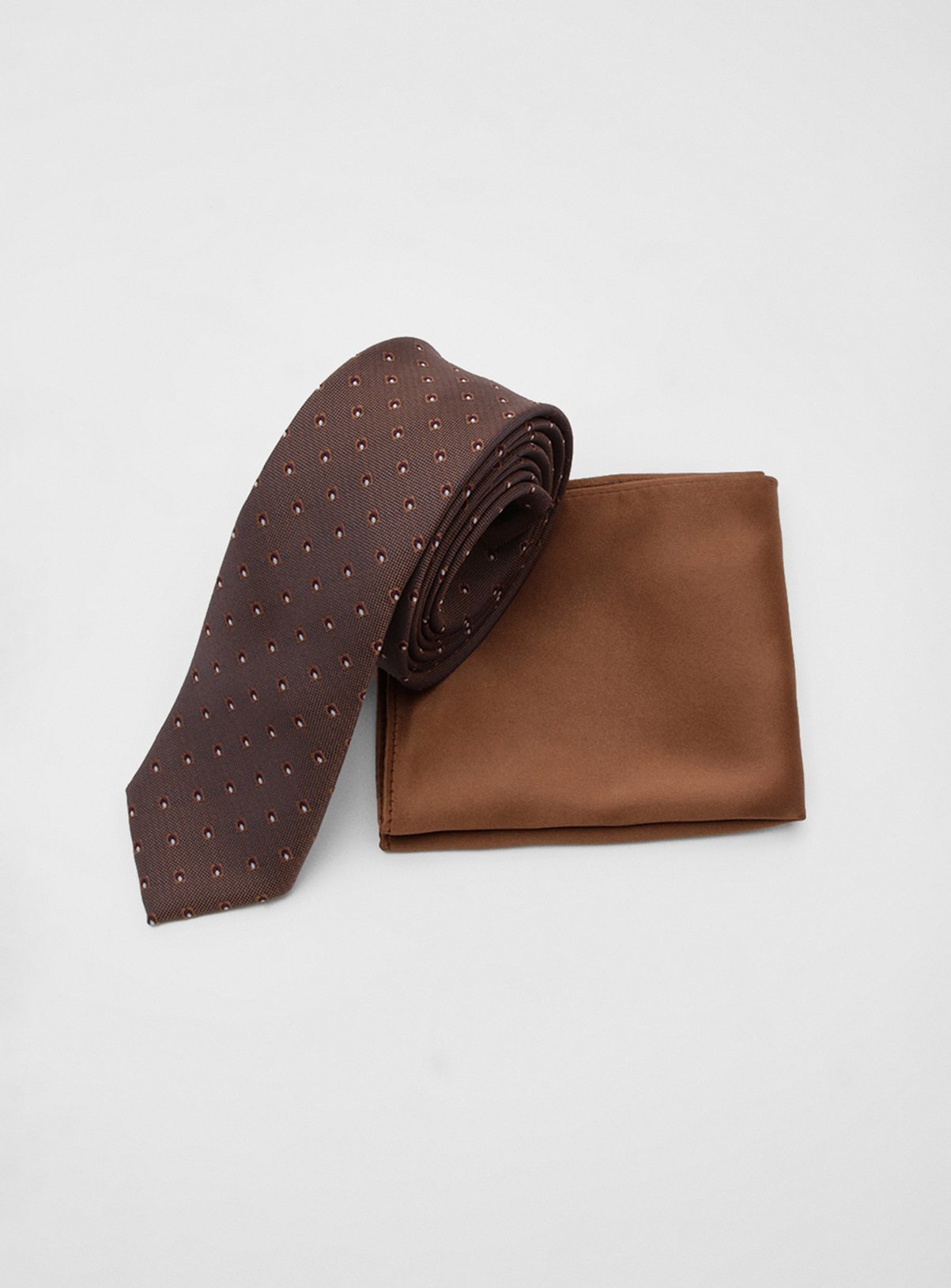 BURTON Chocolate Foulard And Plain Pocket Square One Size