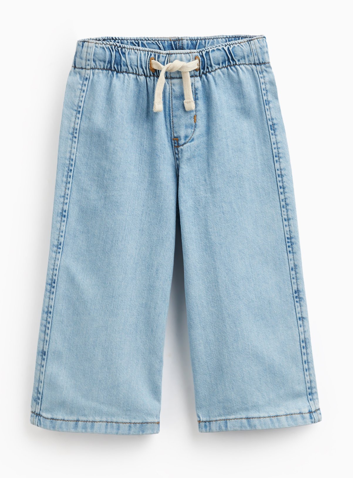 Mid Denim Wide Leg Pull On Jeans
