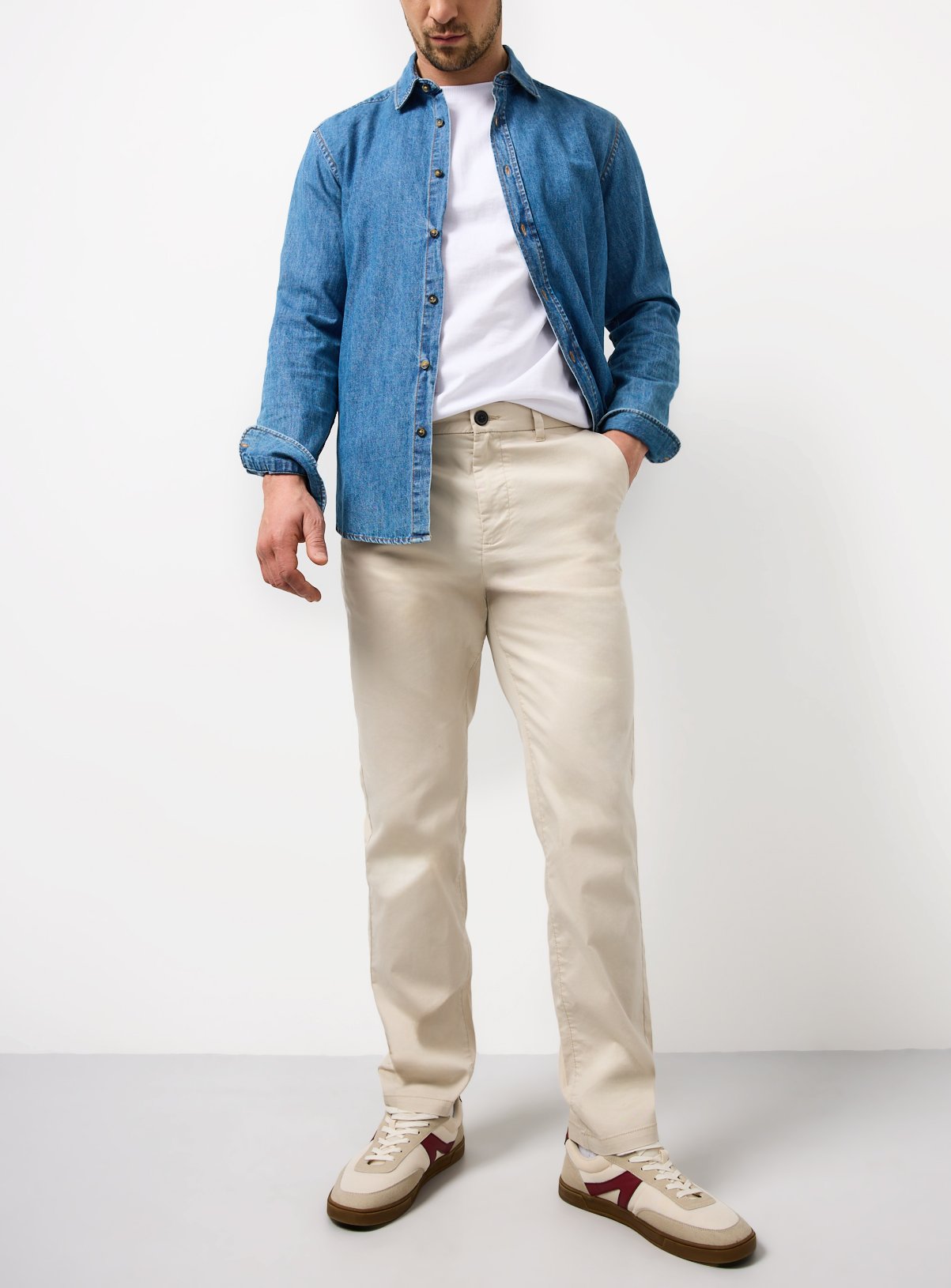 Cream Lightweight Slim Fit Chinos 38R