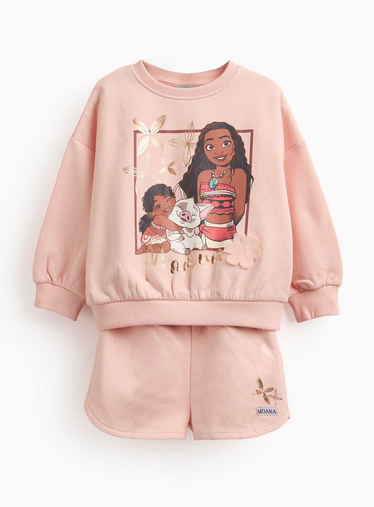 Pink Moana Graphic Sweatshirt & Shorts Set 