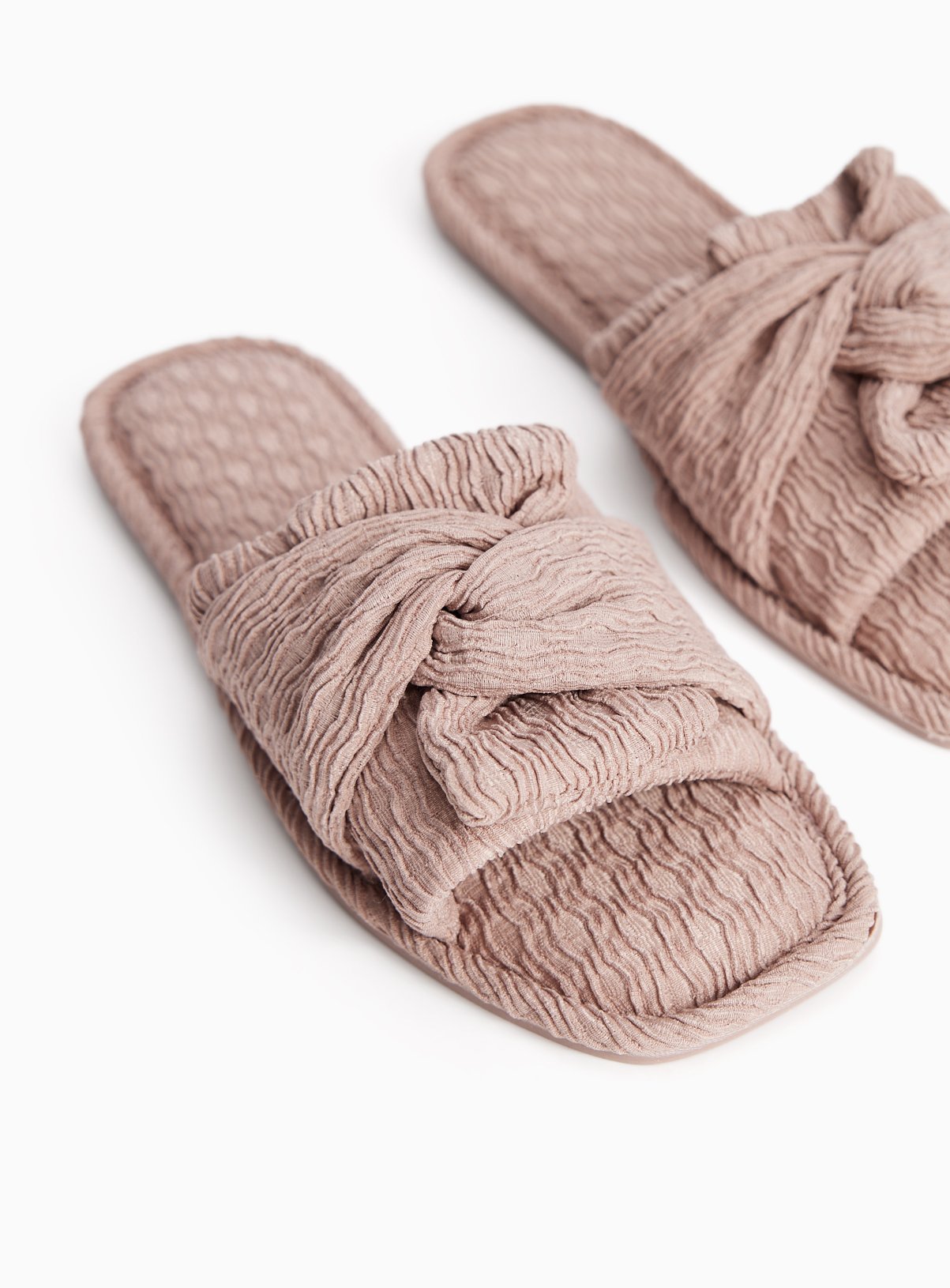 Neutral Knot Detail Open Toe Mule Slippers 