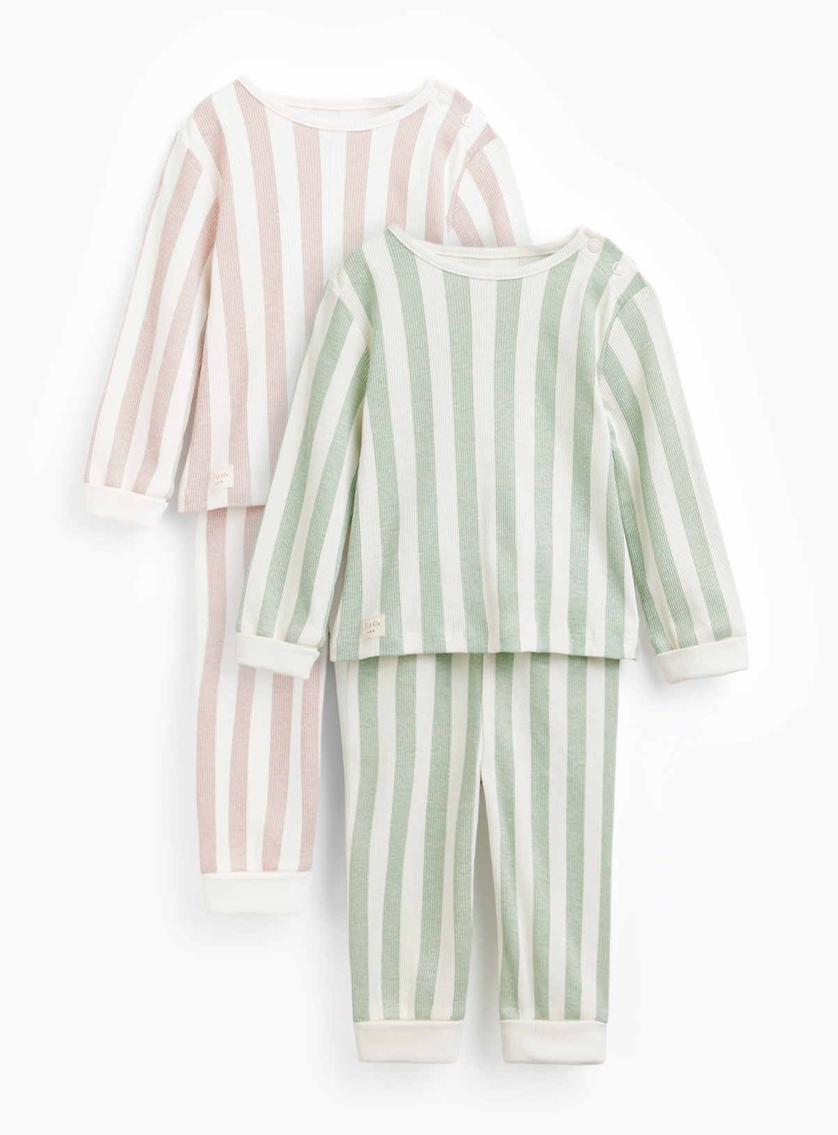 Green & Pink Striped Pyjama Sets 2 Pack 12-18 months