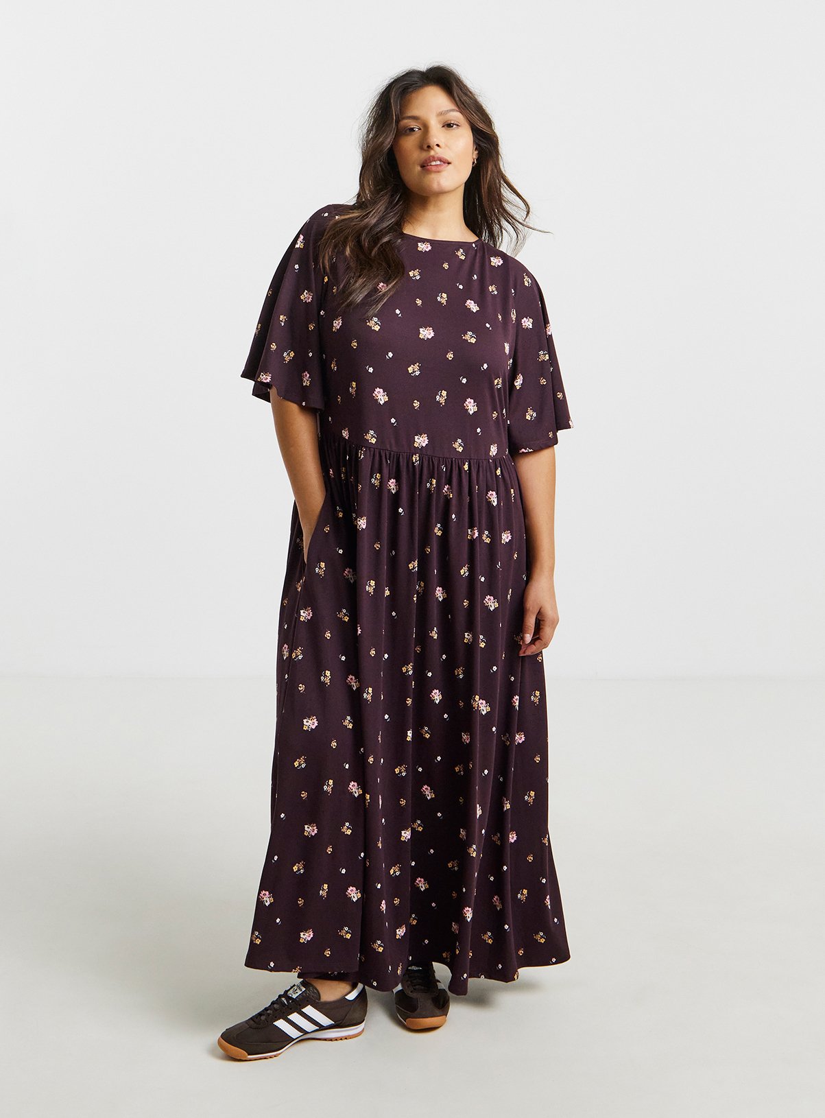 SIMPLY BE Supersoft Pocket Midi Dress Ditsy